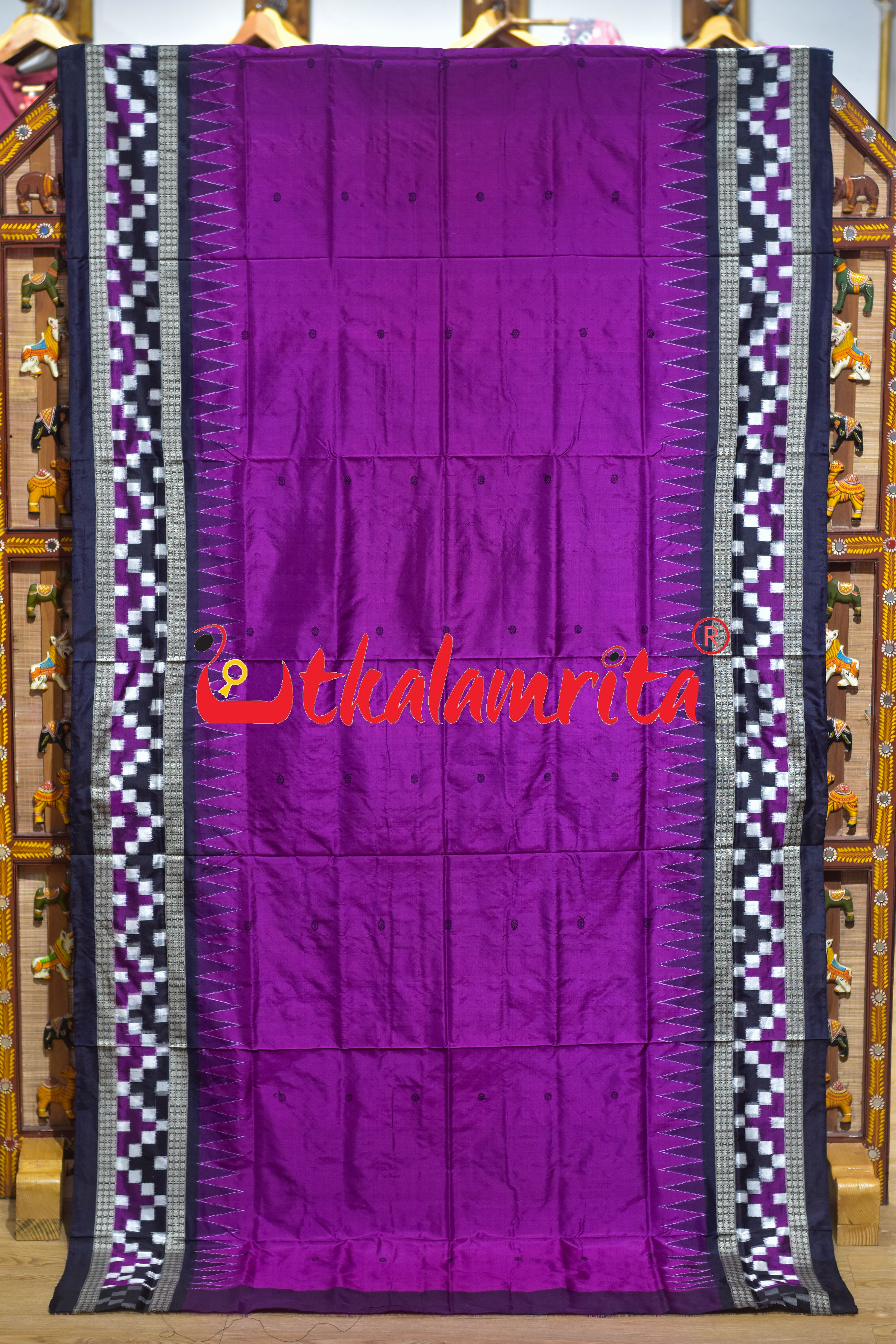 Border Pasapali Purple Buti Sambalpuri Silk Saree