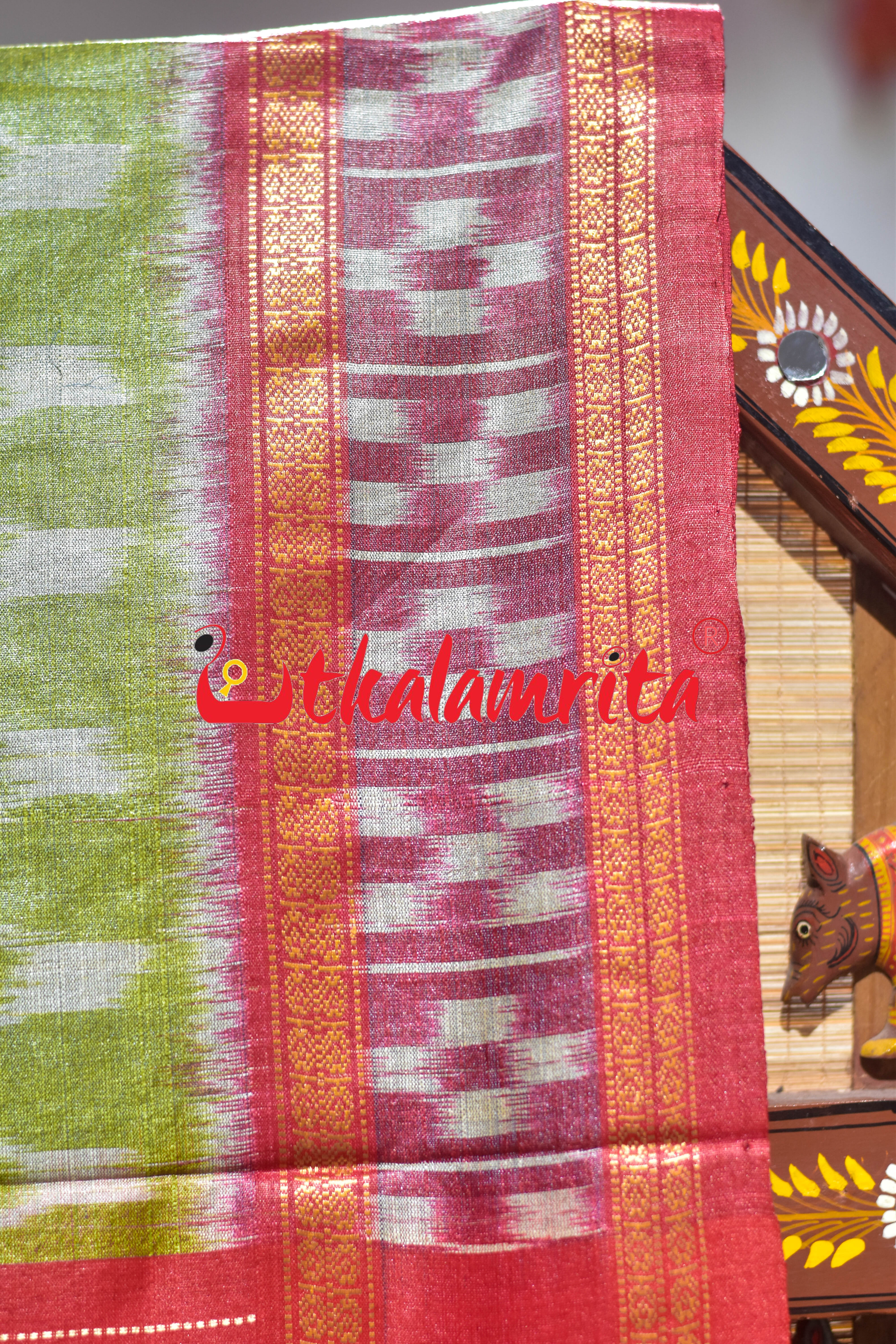 Mehendi Body Ikat Pasapali Border Tussar Silk Saree