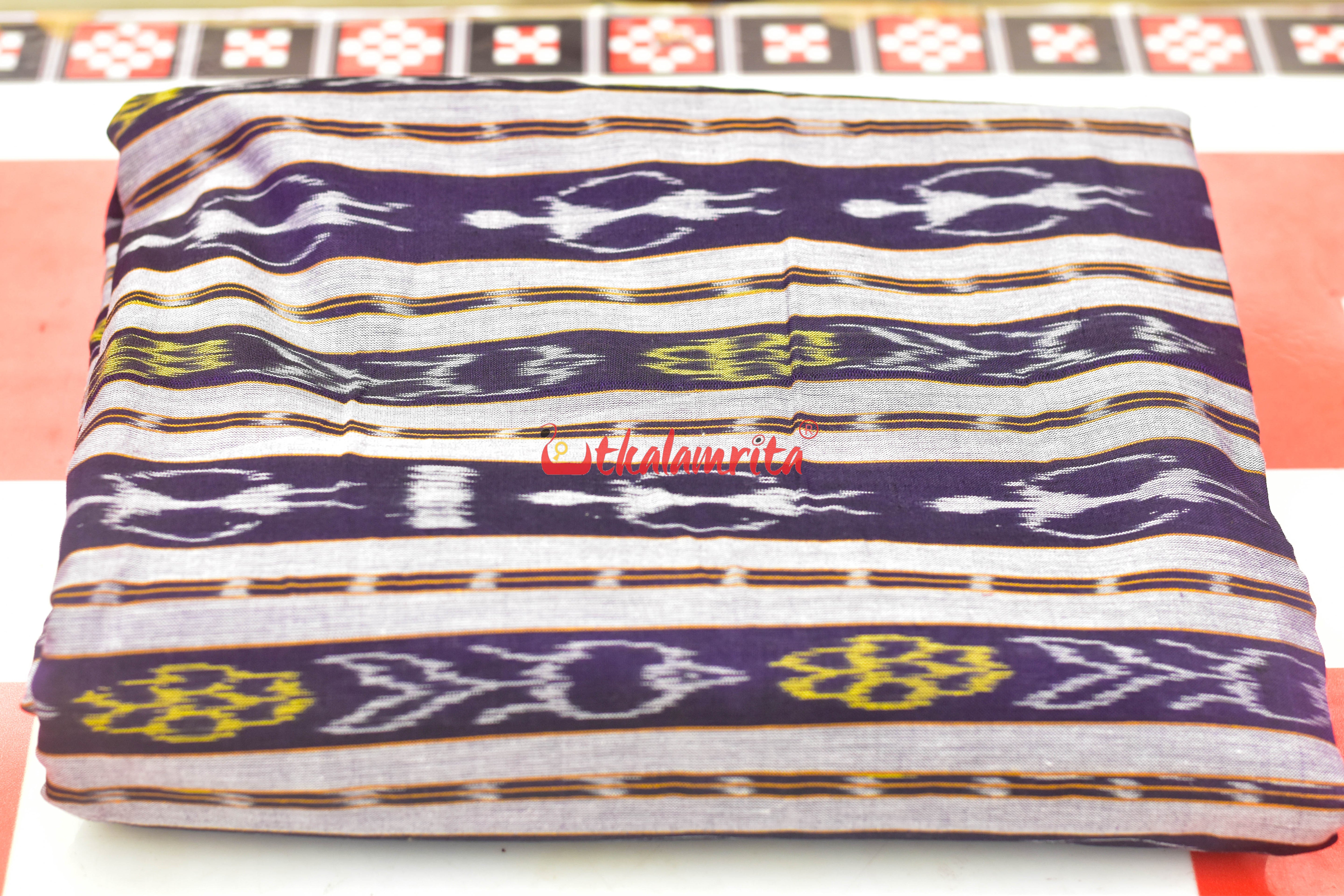Blue Tribals with Fish Lines Cotton (Fabric)