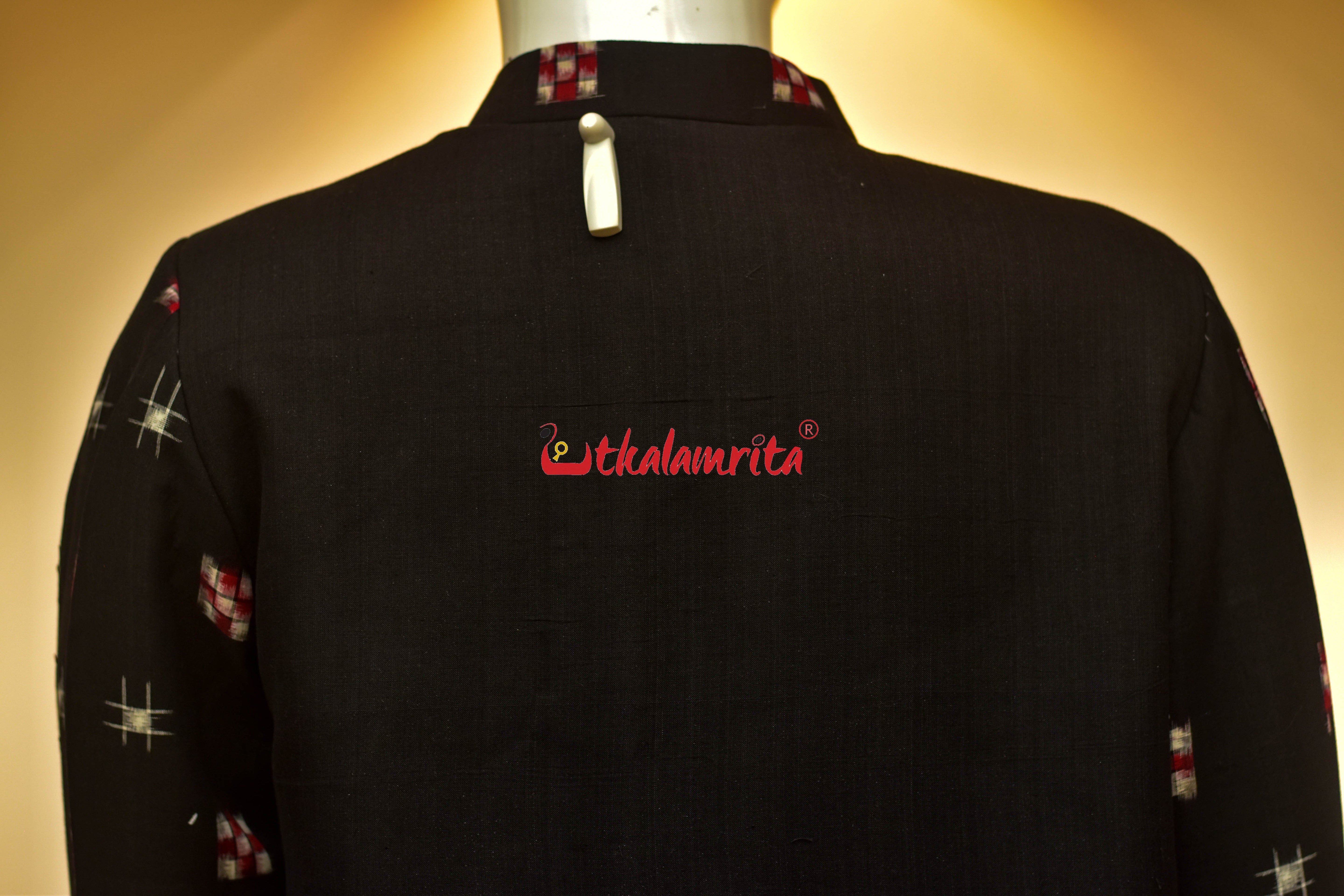 Plain Black with Star Sakta (Men's Sherwani)