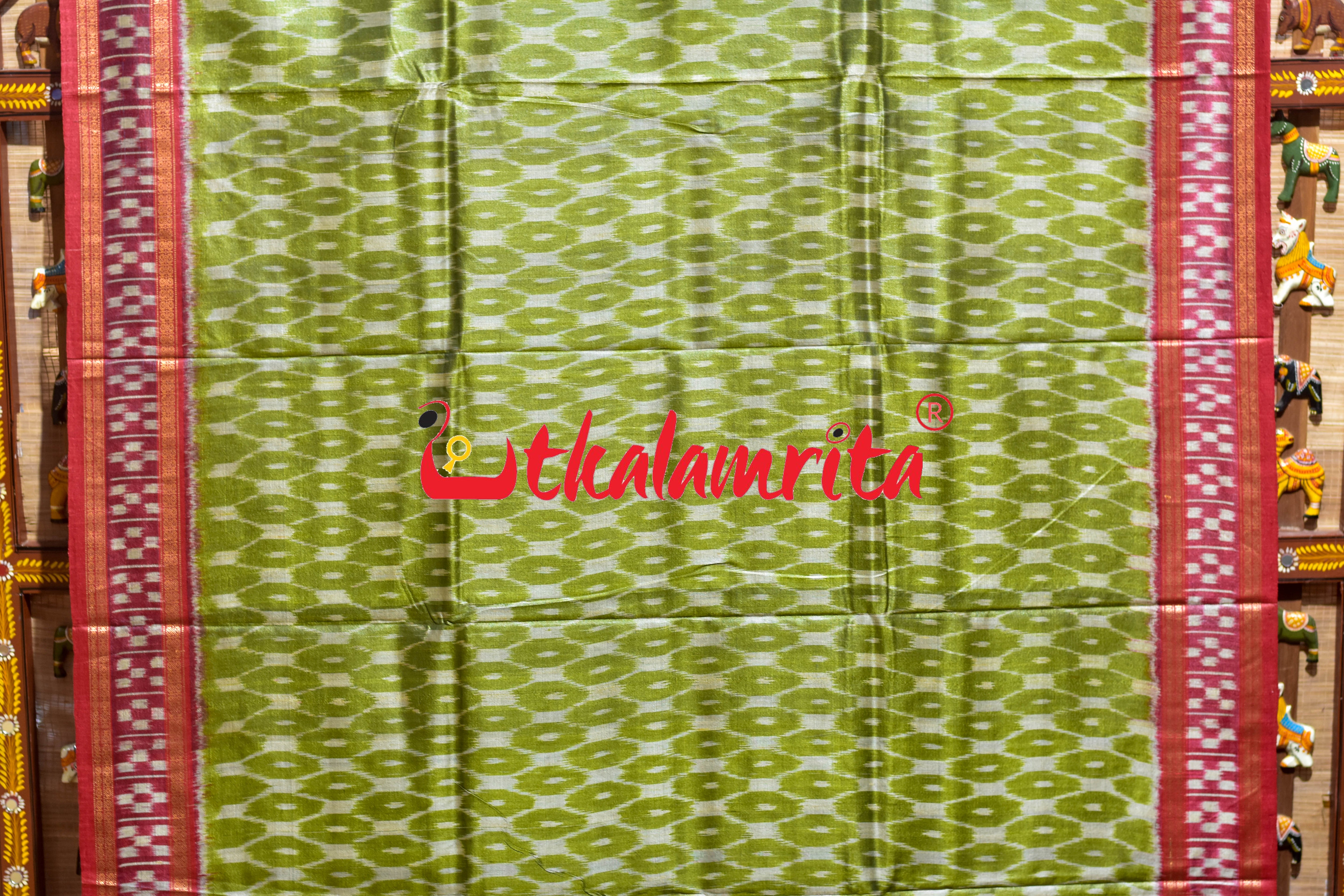 Mehendi Body Ikat Pasapali Border Tussar Silk Saree