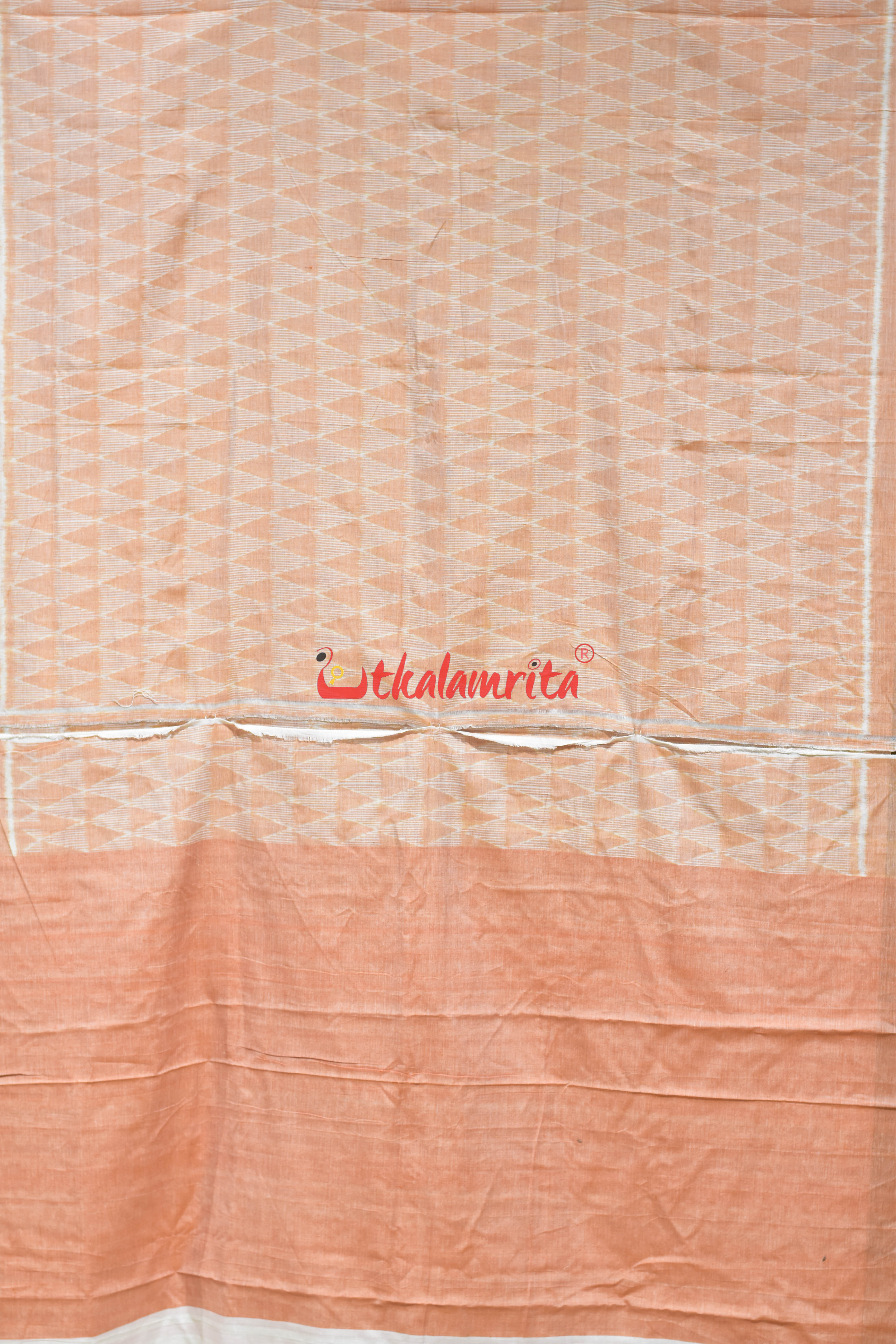 Peach Triangle Lines Khandua Cotton Saree