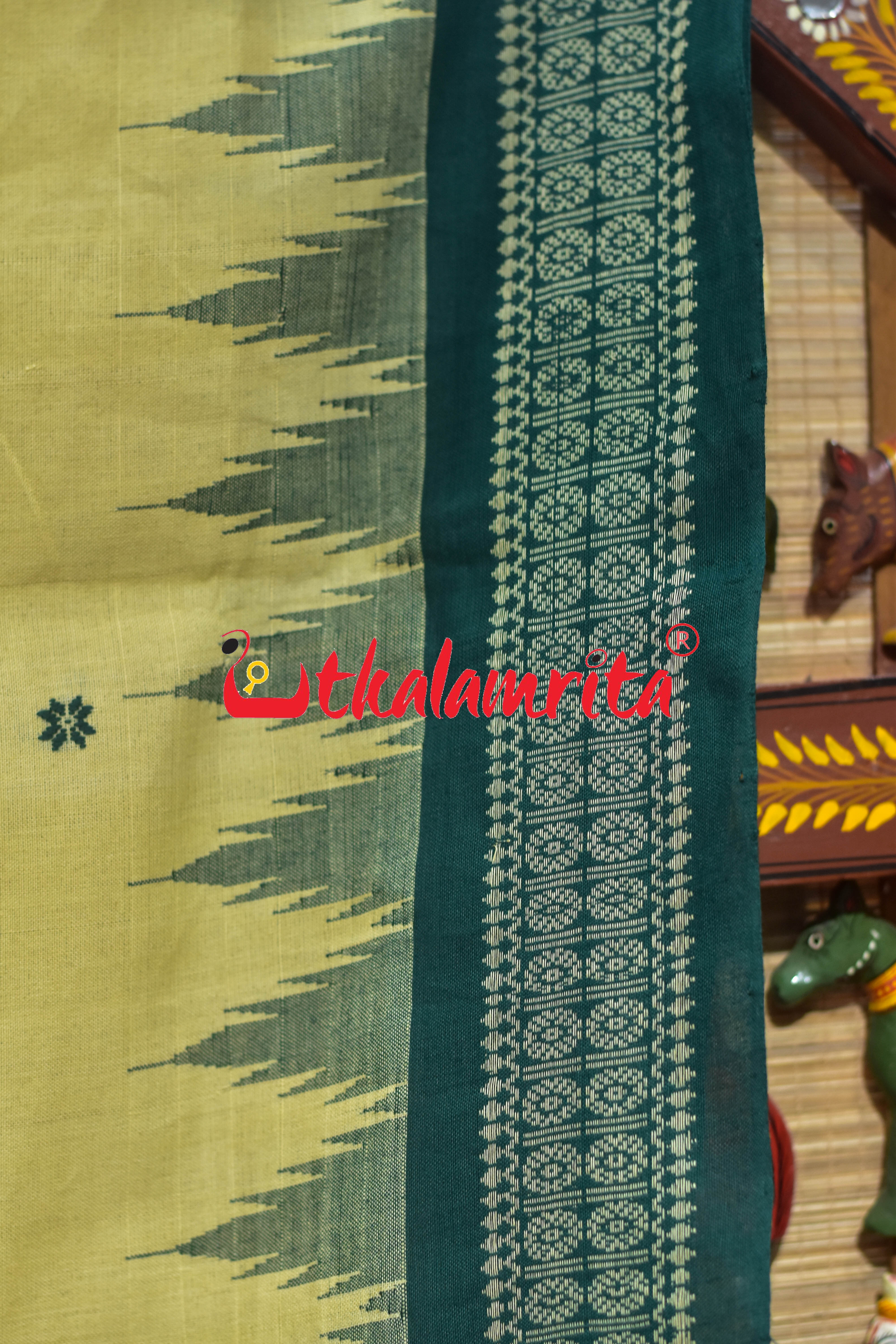 Chandan Green Border Ganjam Bomkai Cotton Saree