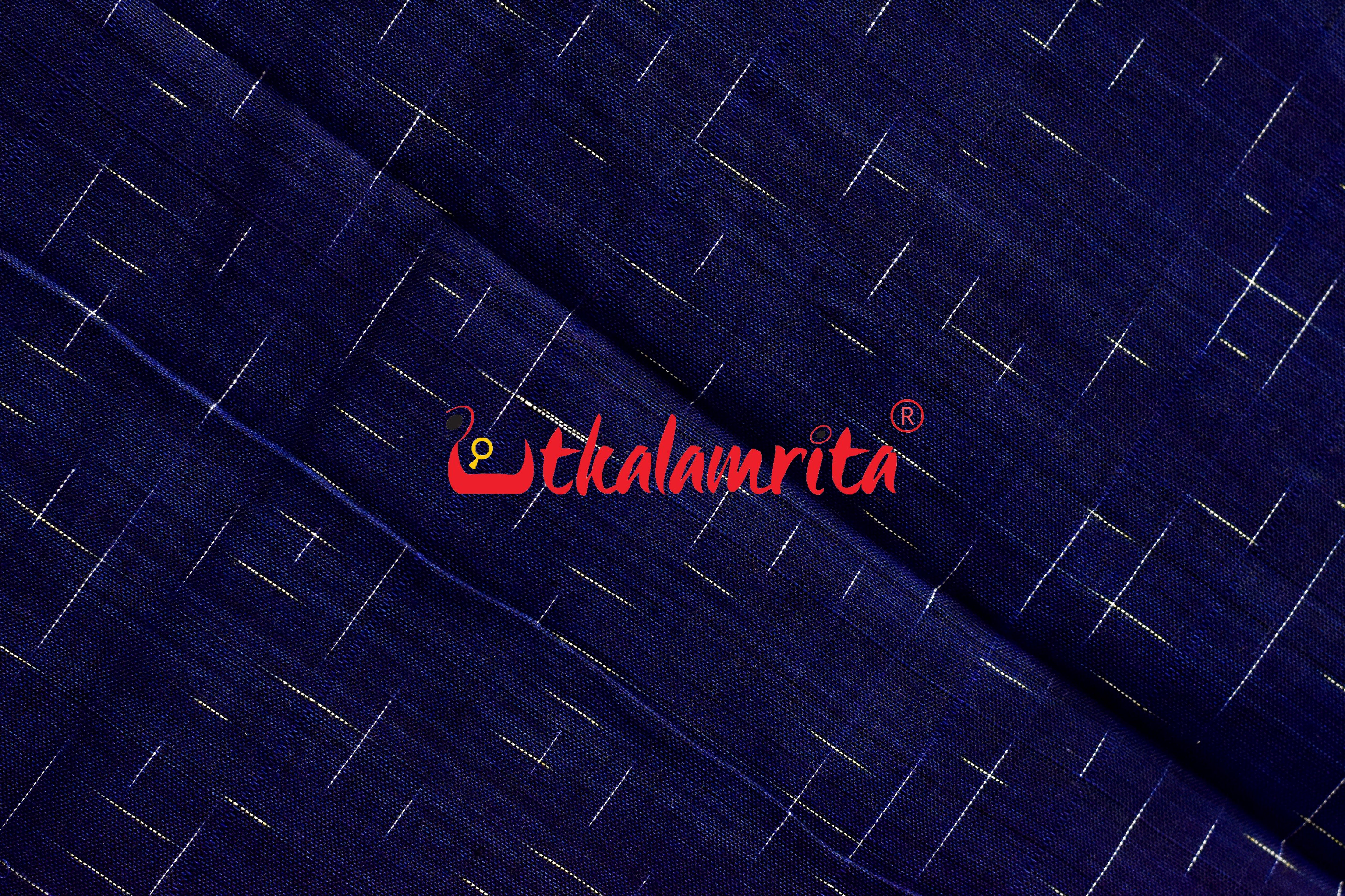 Navy Blue Yellow Jharana Khandua Cotton Saree
