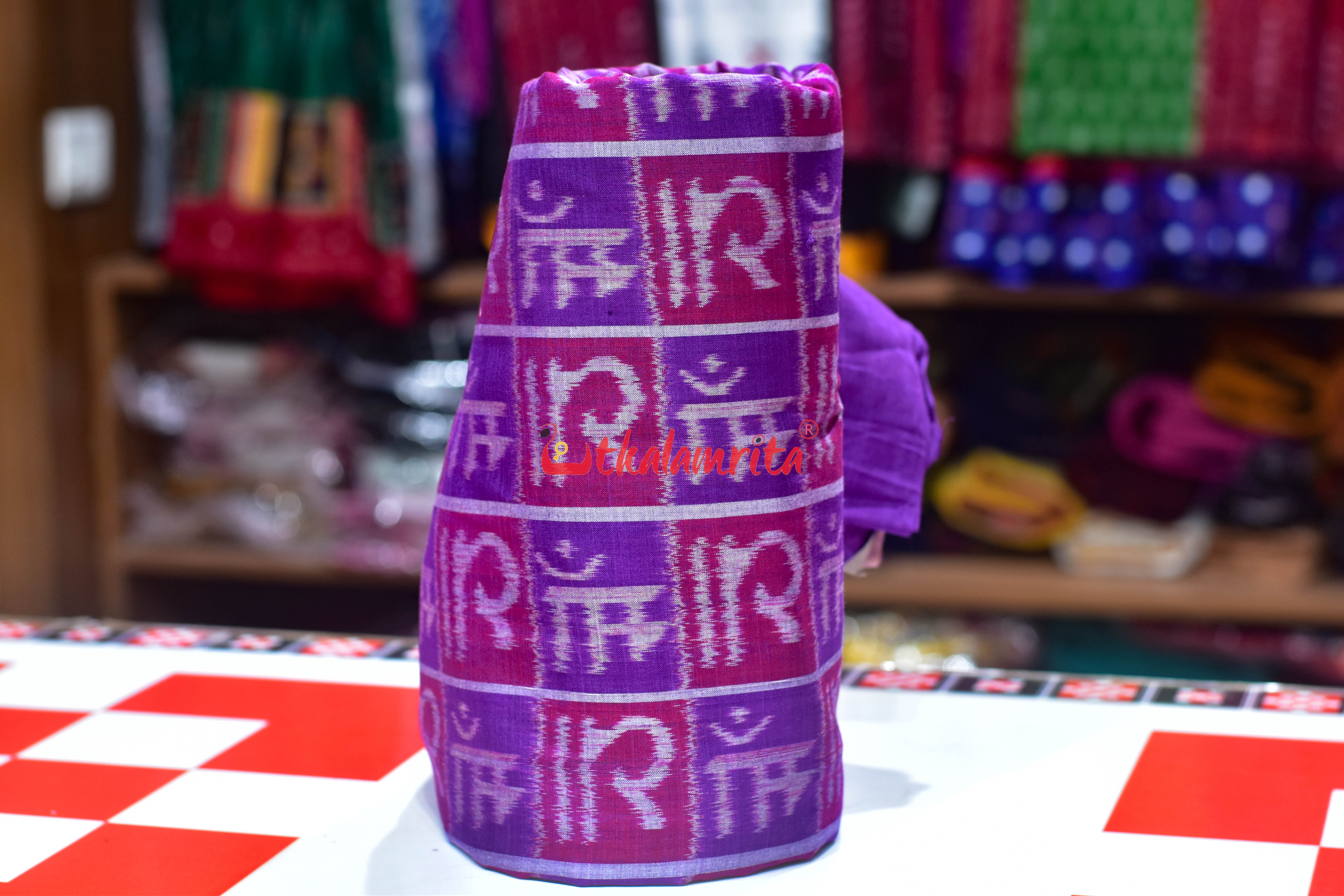 Purple Magenta Maa Sambalpuri Cotton (Fabric)