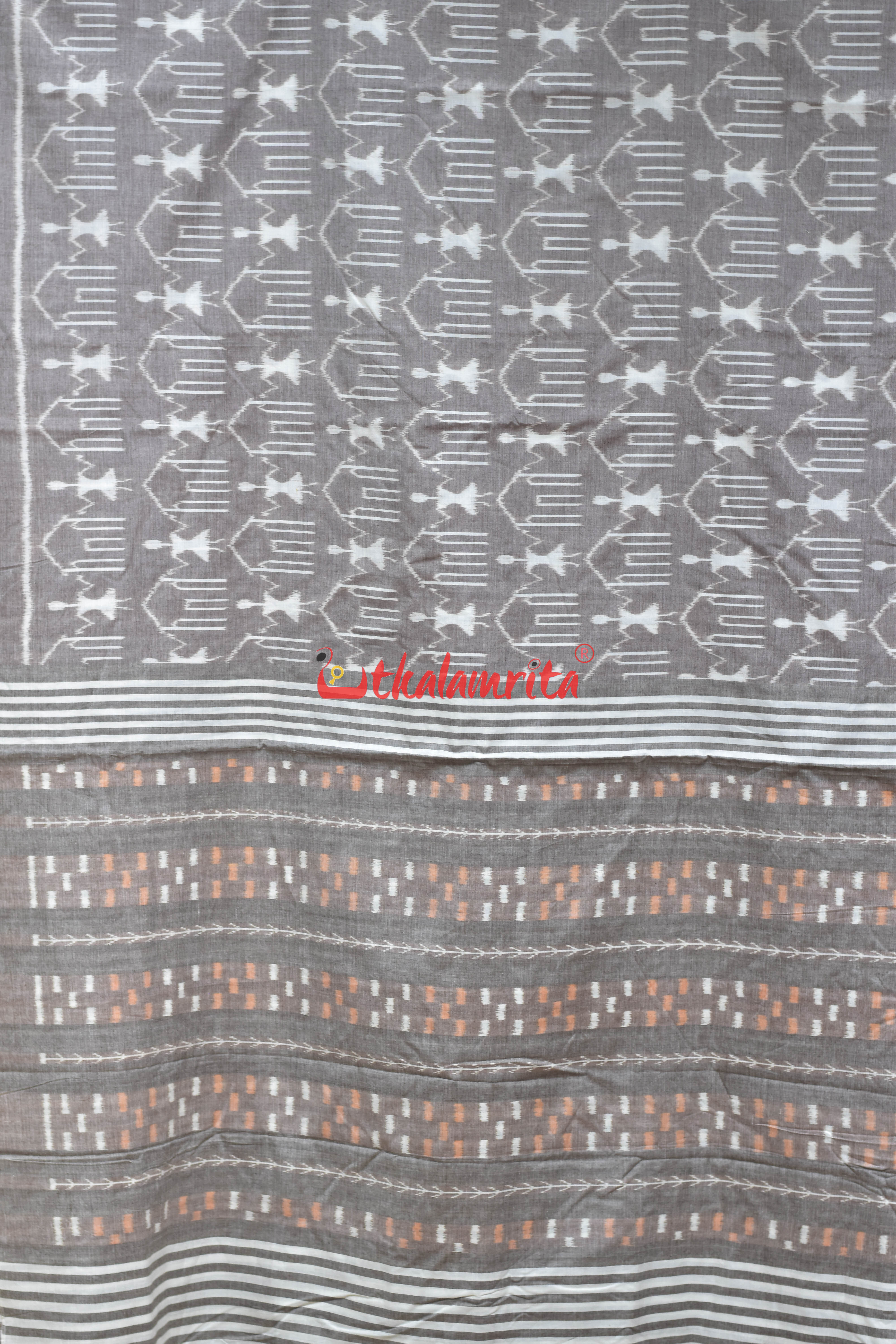 Tribal Light Brown Khandua Cotton Saree