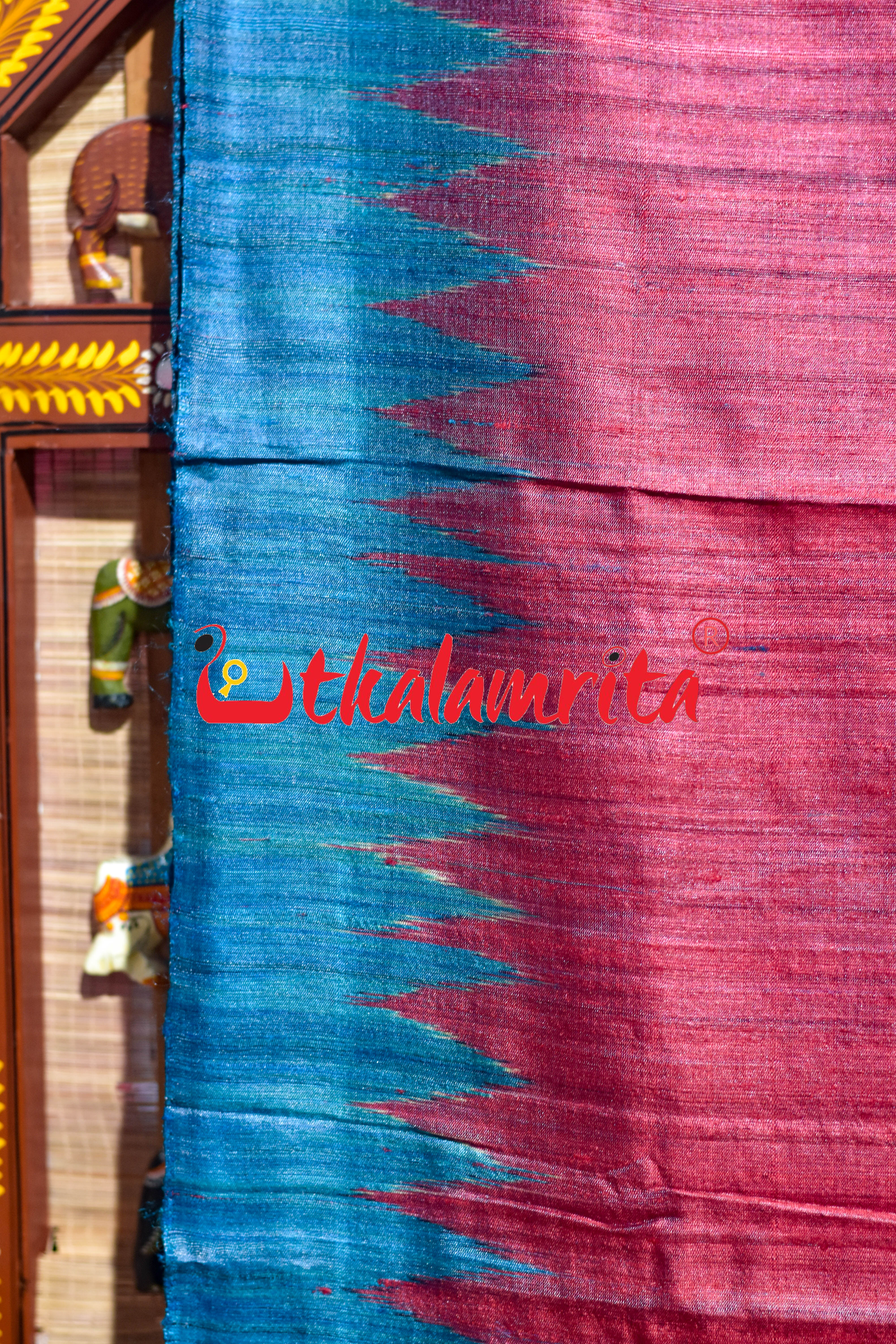 Plain Red Blue Ratha Jatra Gopalpur Tussar Silk Saree