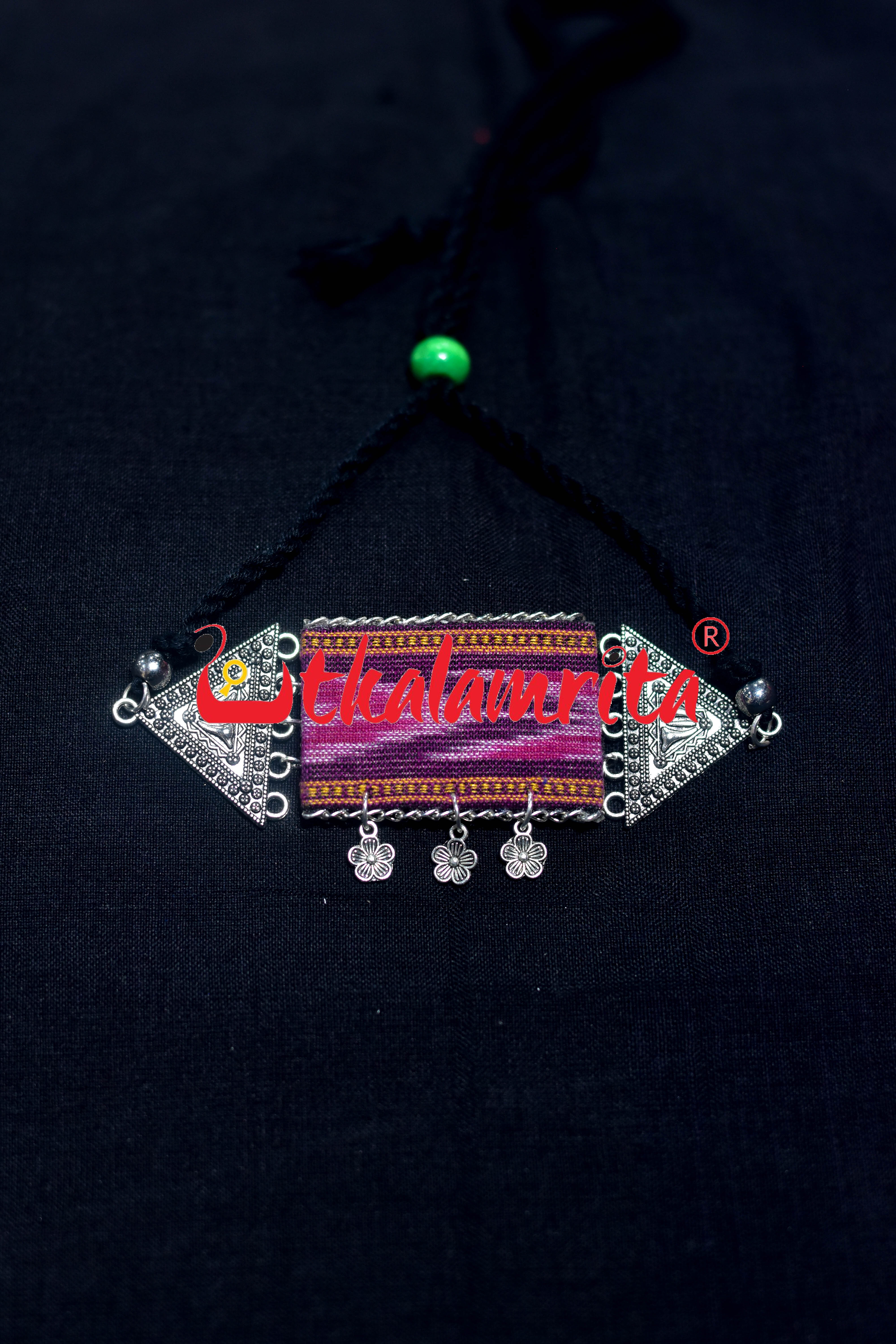 Silver Magenta Ikat Small Choker Set