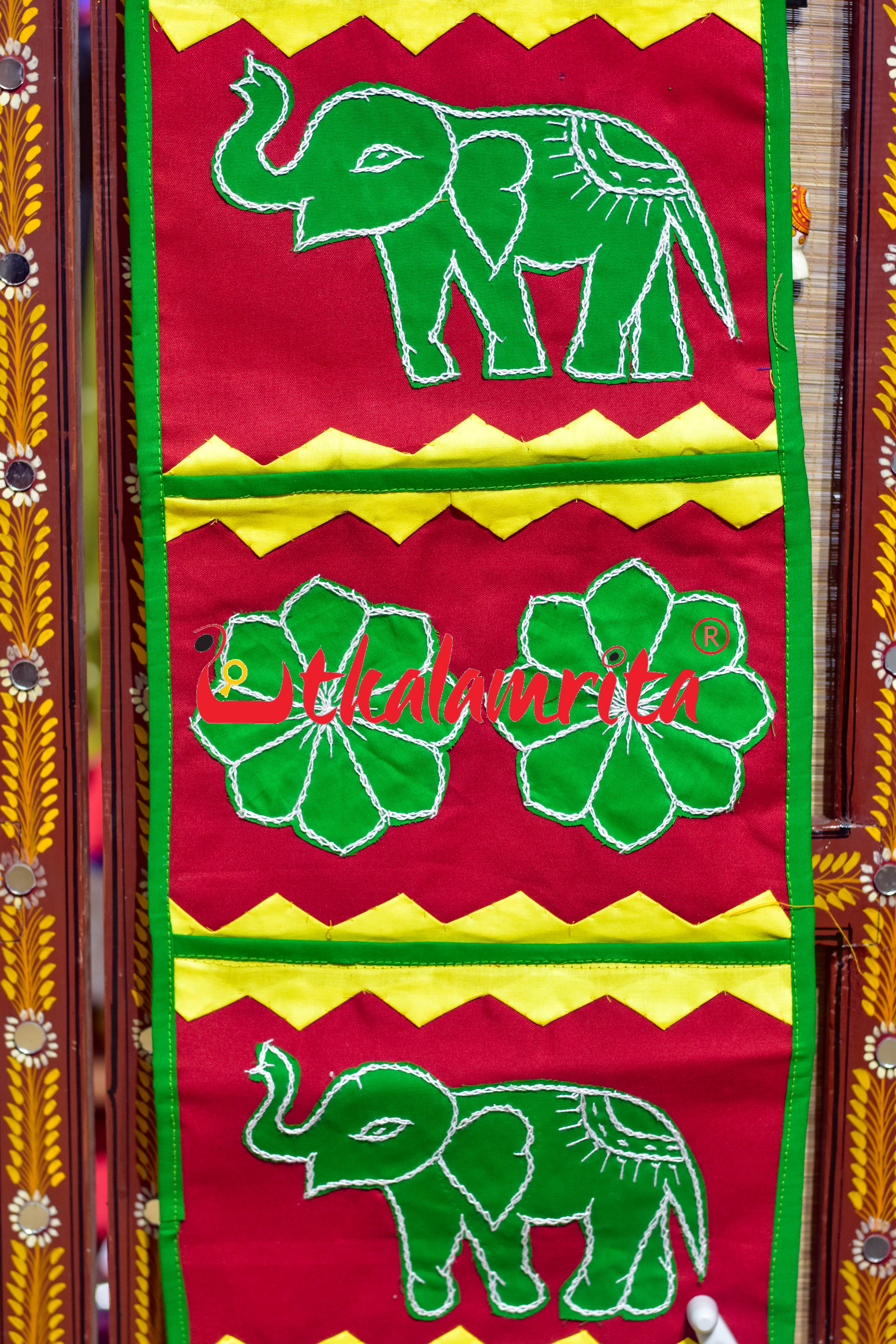 Red Green Middle Flower Pipli Applique Letter Box
