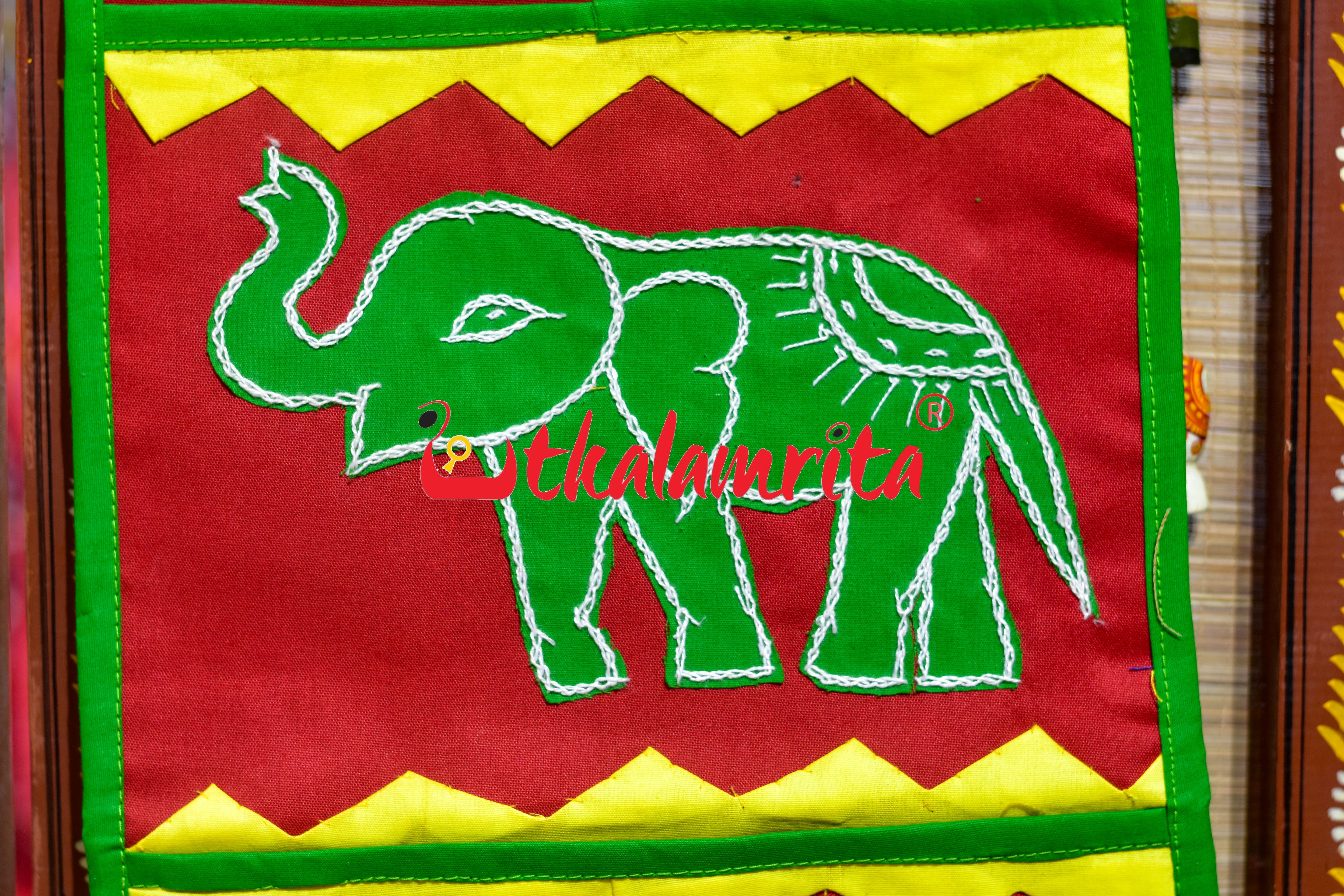 Red Green Middle Flower Pipli Applique Letter Box