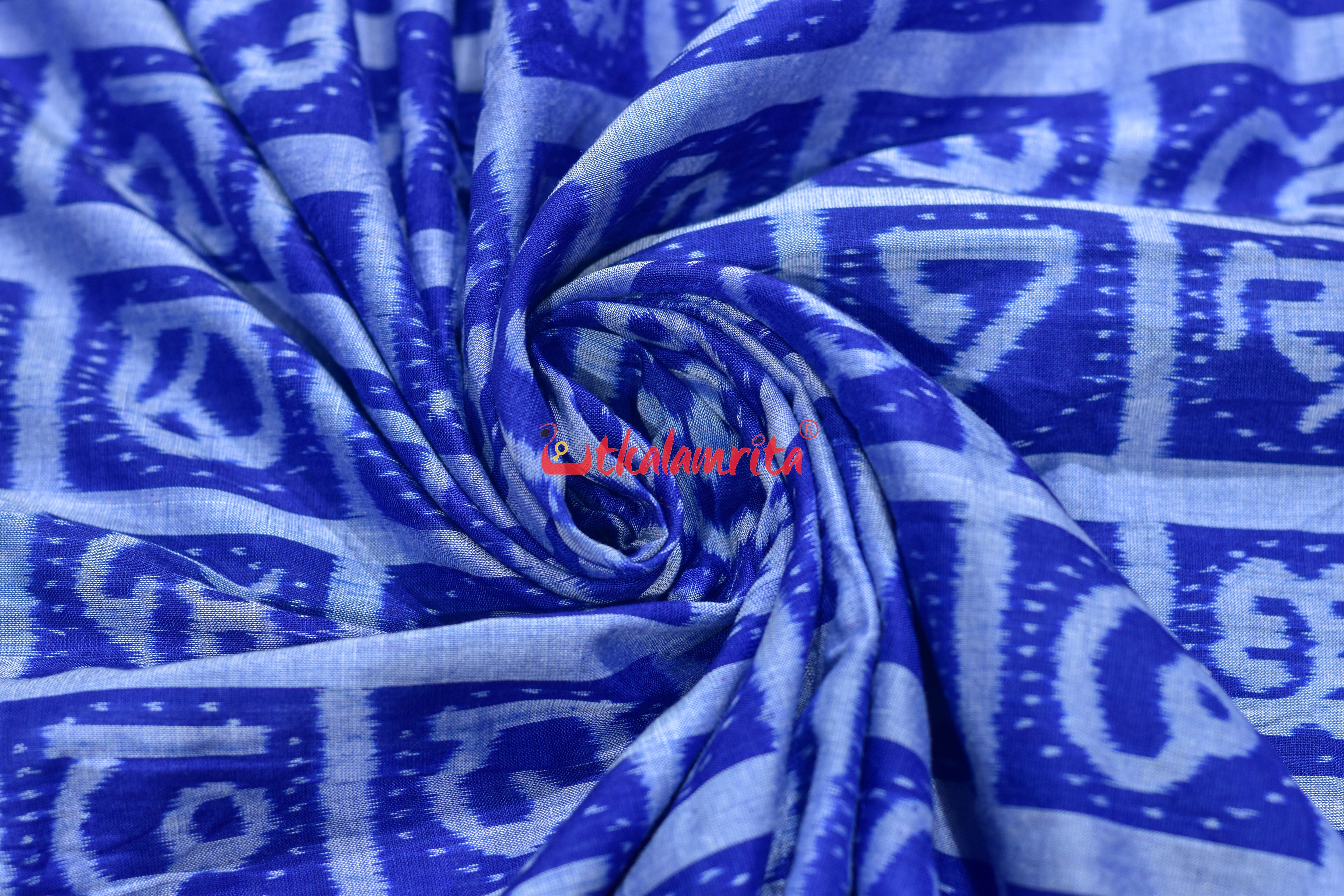 Blue Odia Alphabets Sambalpuri Cotton (Fabric)