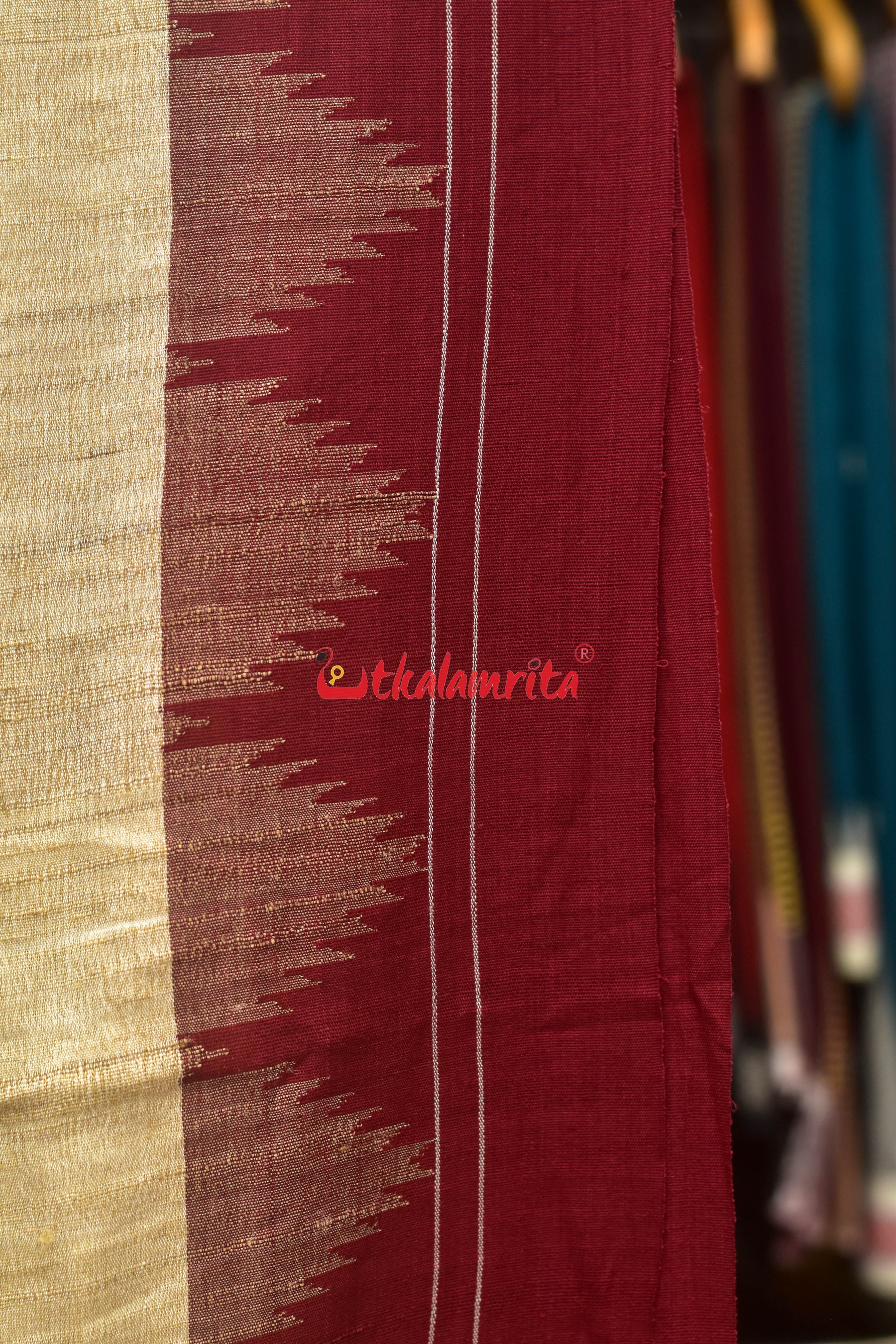 Off White Ganga Jamuna Fishes Tussar Kotpad Saree
