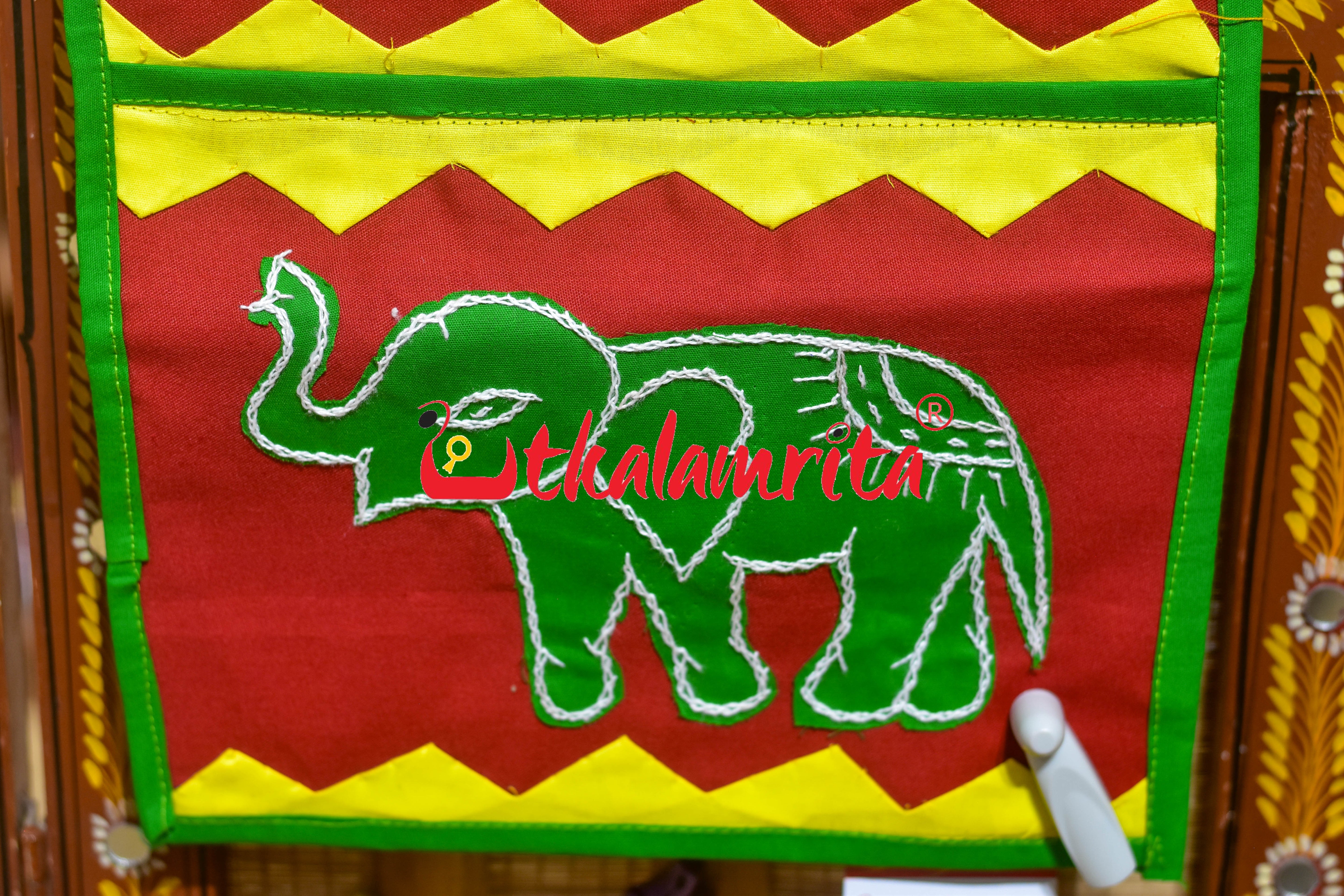 Red Green Middle Flower Pipli Applique Letter Box