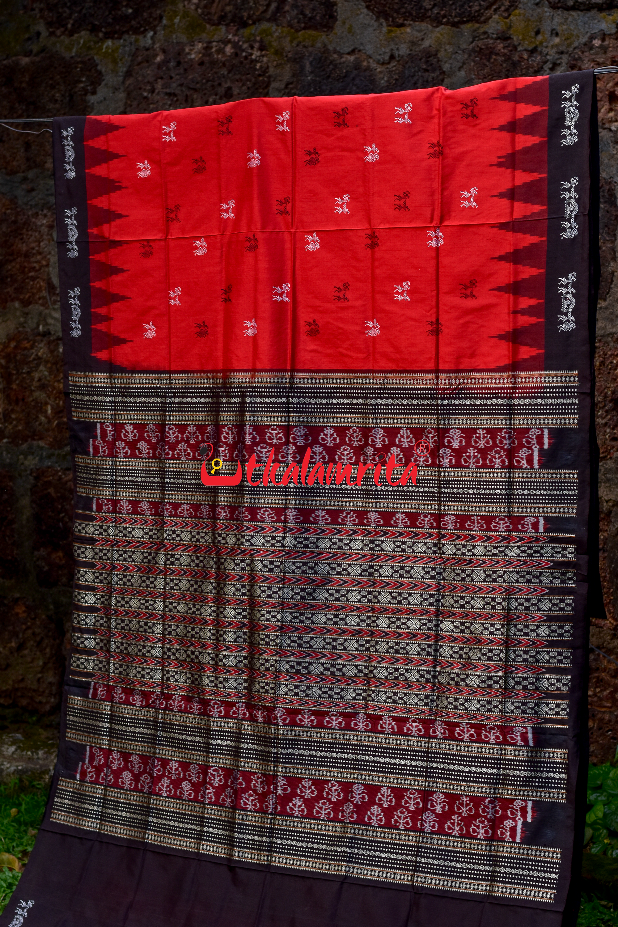 Red Black Sabari Sambalpuri Silk Saree