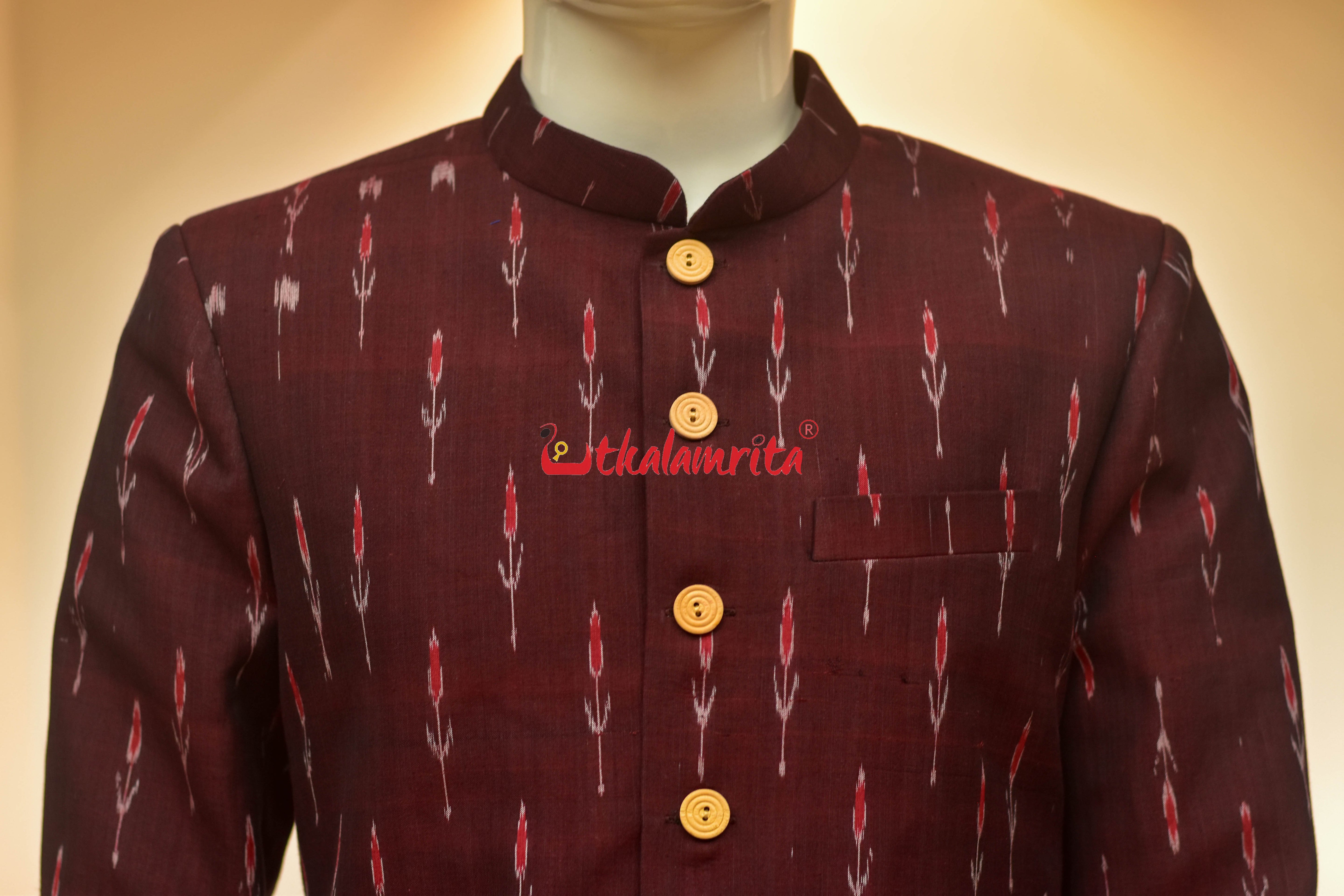Maroon Labanga Bandha (Men's Sherwani)