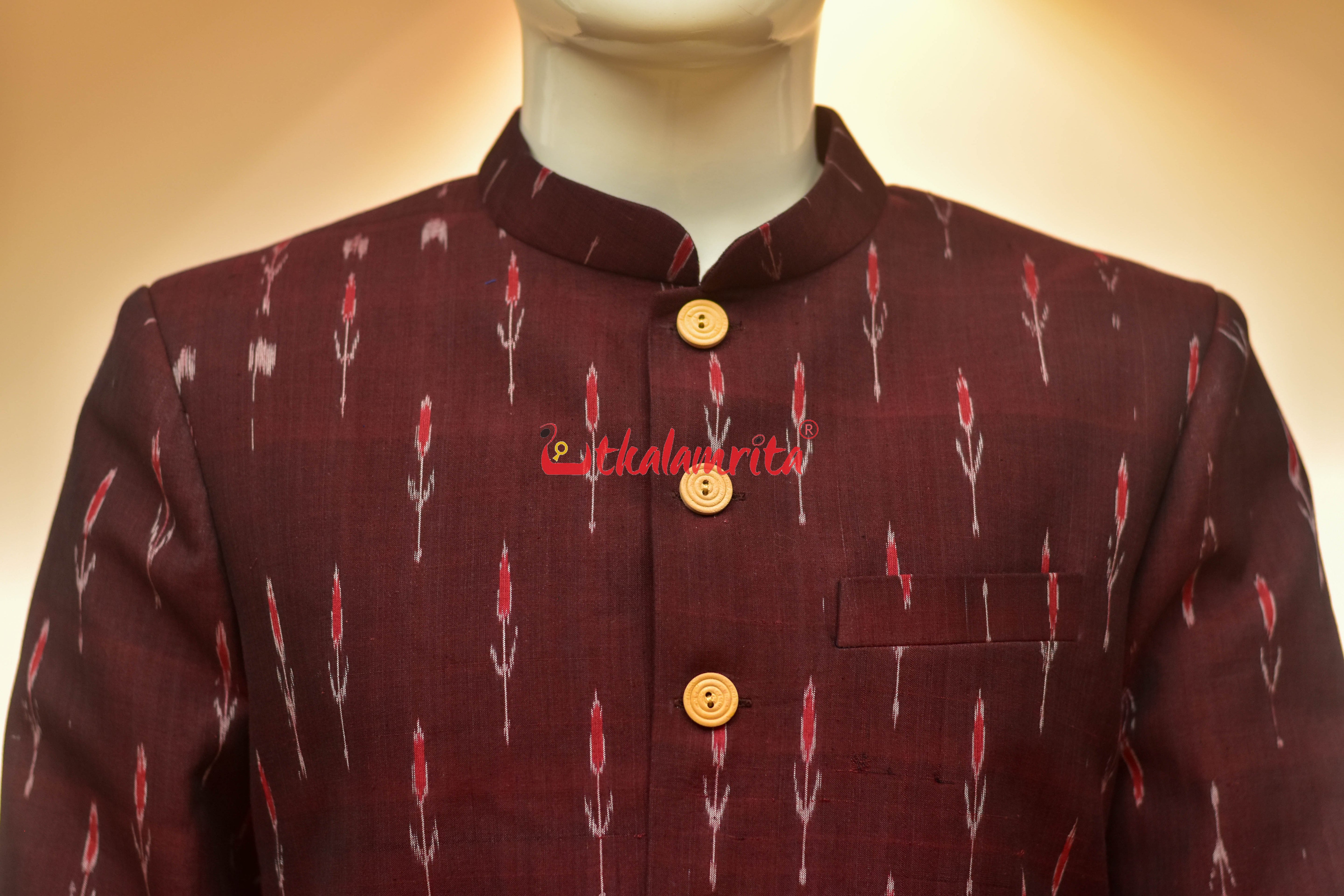 Maroon Labanga Bandha (Men's Sherwani)