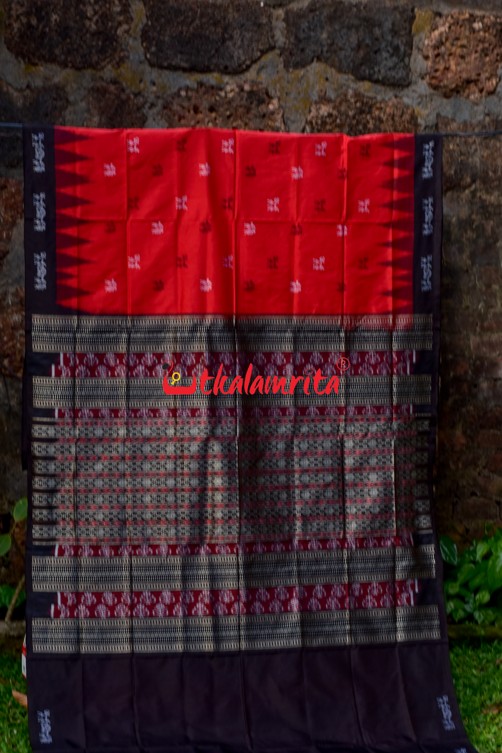 Red Black Sabari Sambalpuri Silk Saree