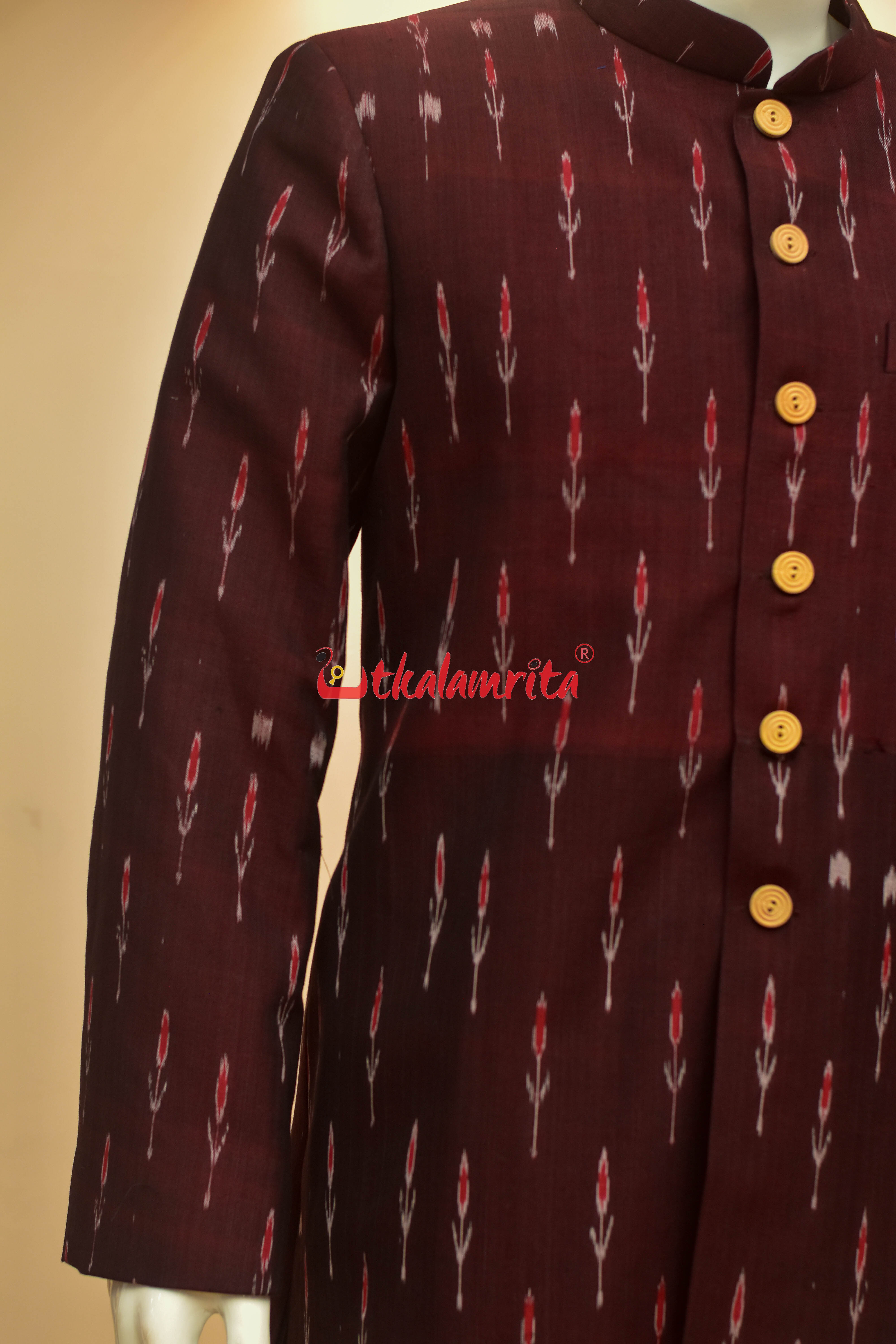 Maroon Labanga Bandha (Men's Sherwani)