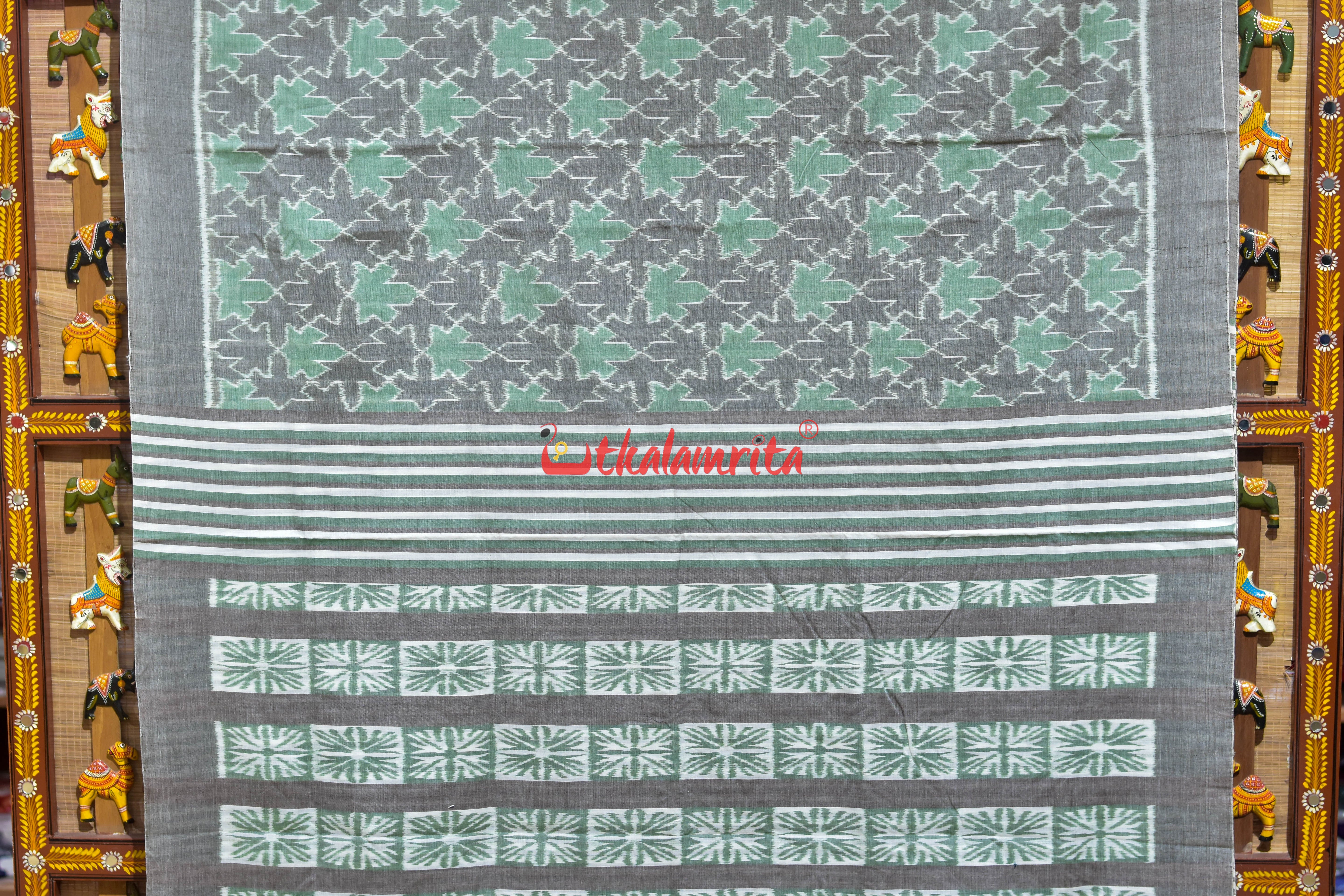 Kalara Patra Grey Green Khandua Cotton Saree
