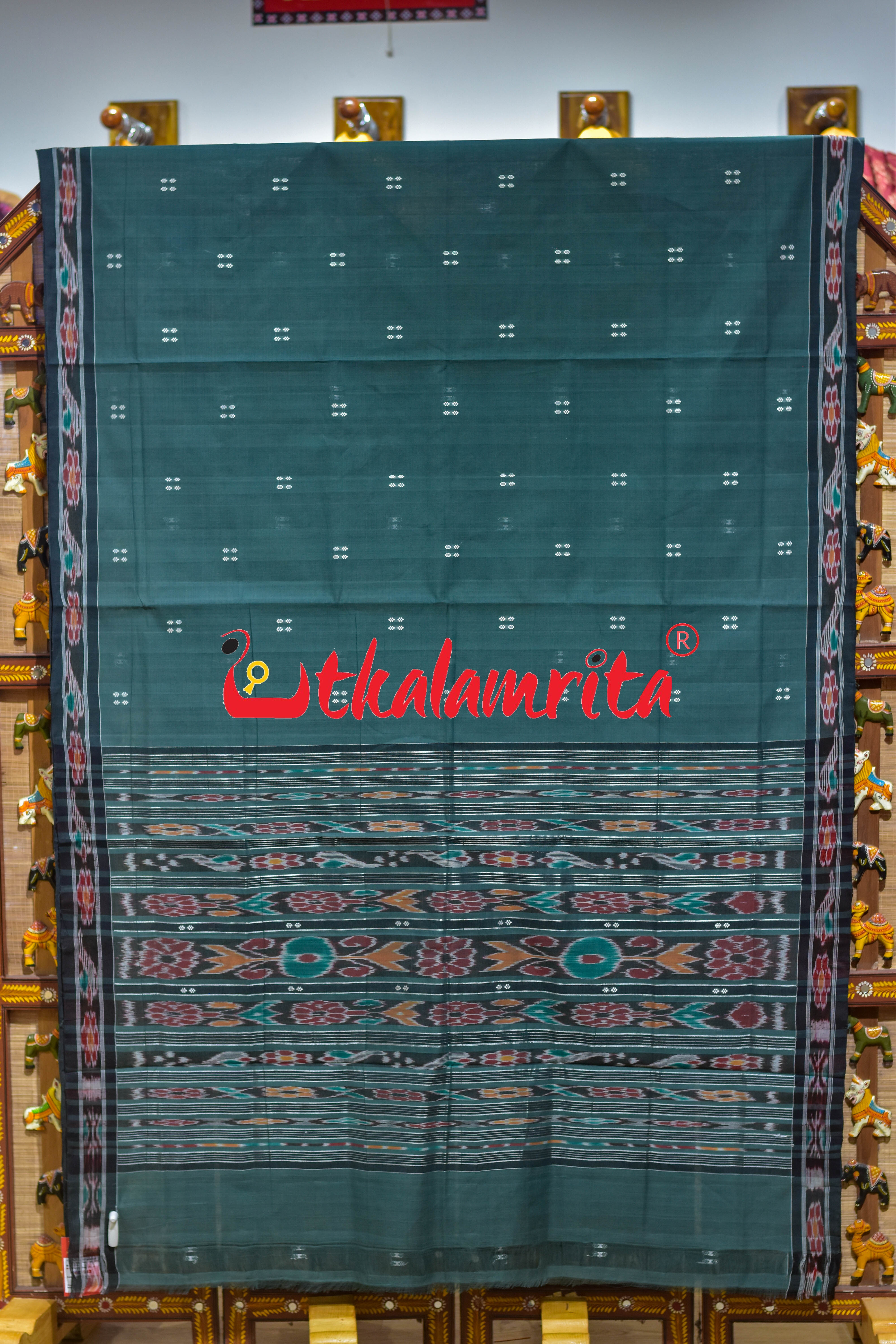 Olive Grey Pittala Single Cotton Saree