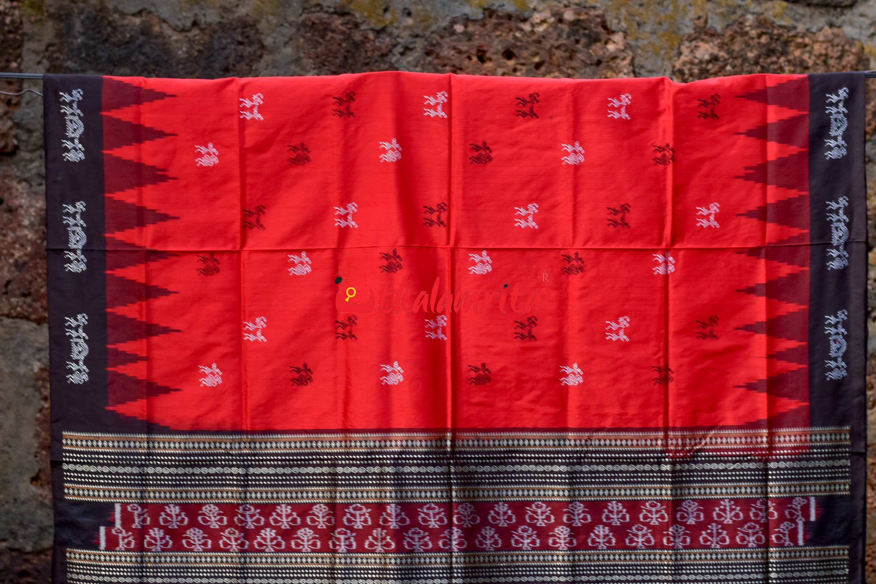Red Black Sabari Sambalpuri Silk Saree