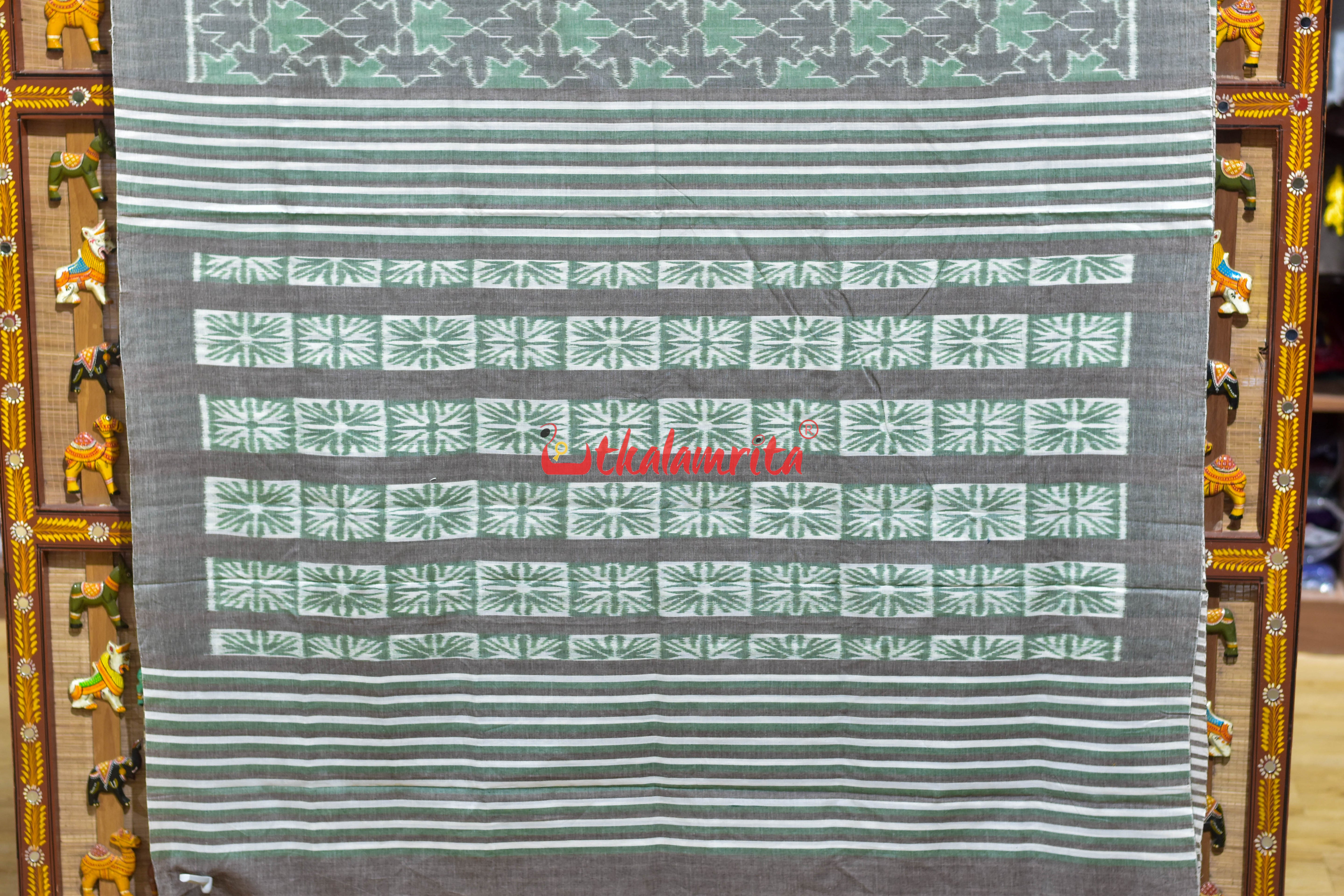 Kalara Patra Grey Green Khandua Cotton Saree