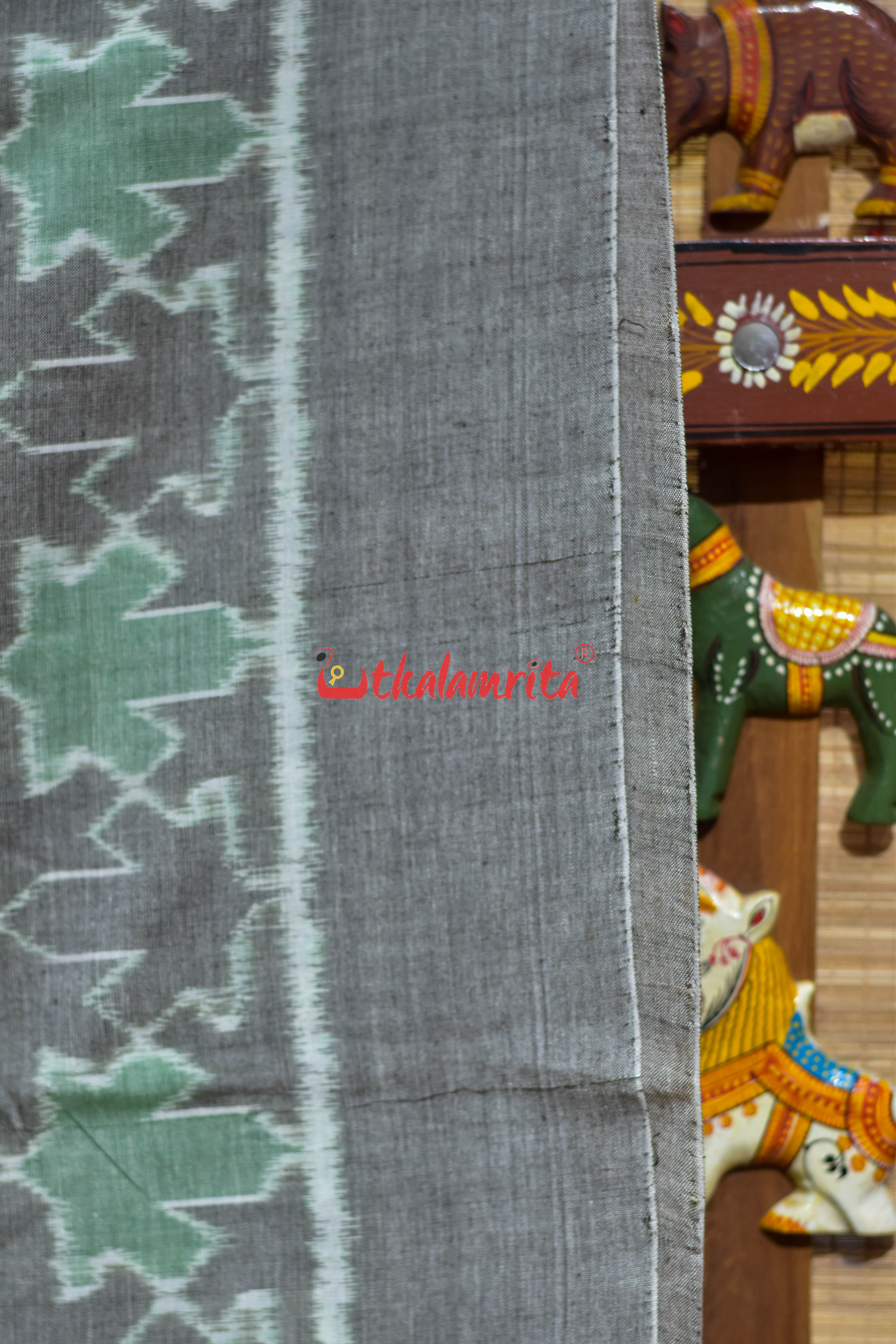 Kalara Patra Grey Green Khandua Cotton Saree