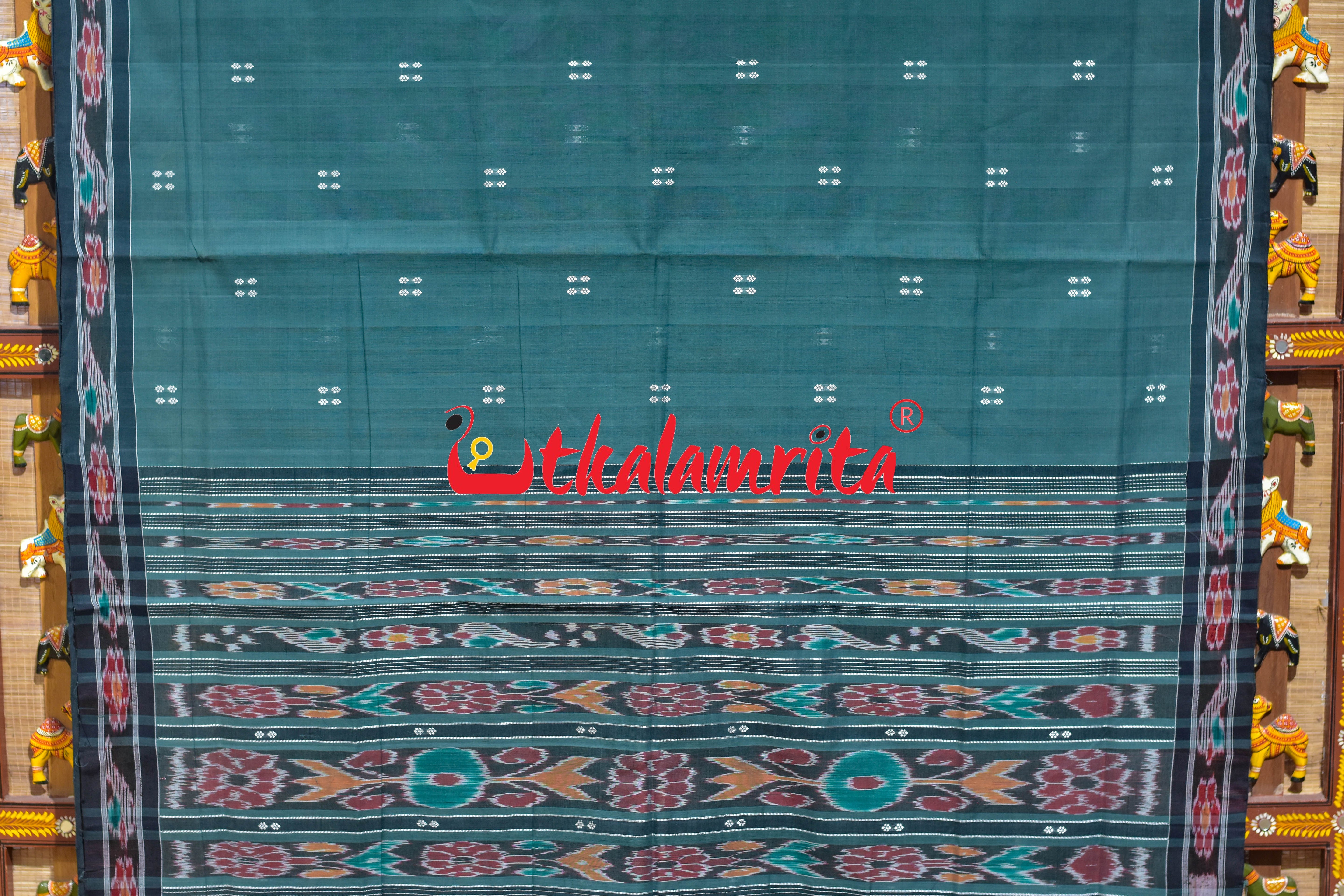 Olive Grey Pittala Single Cotton Saree