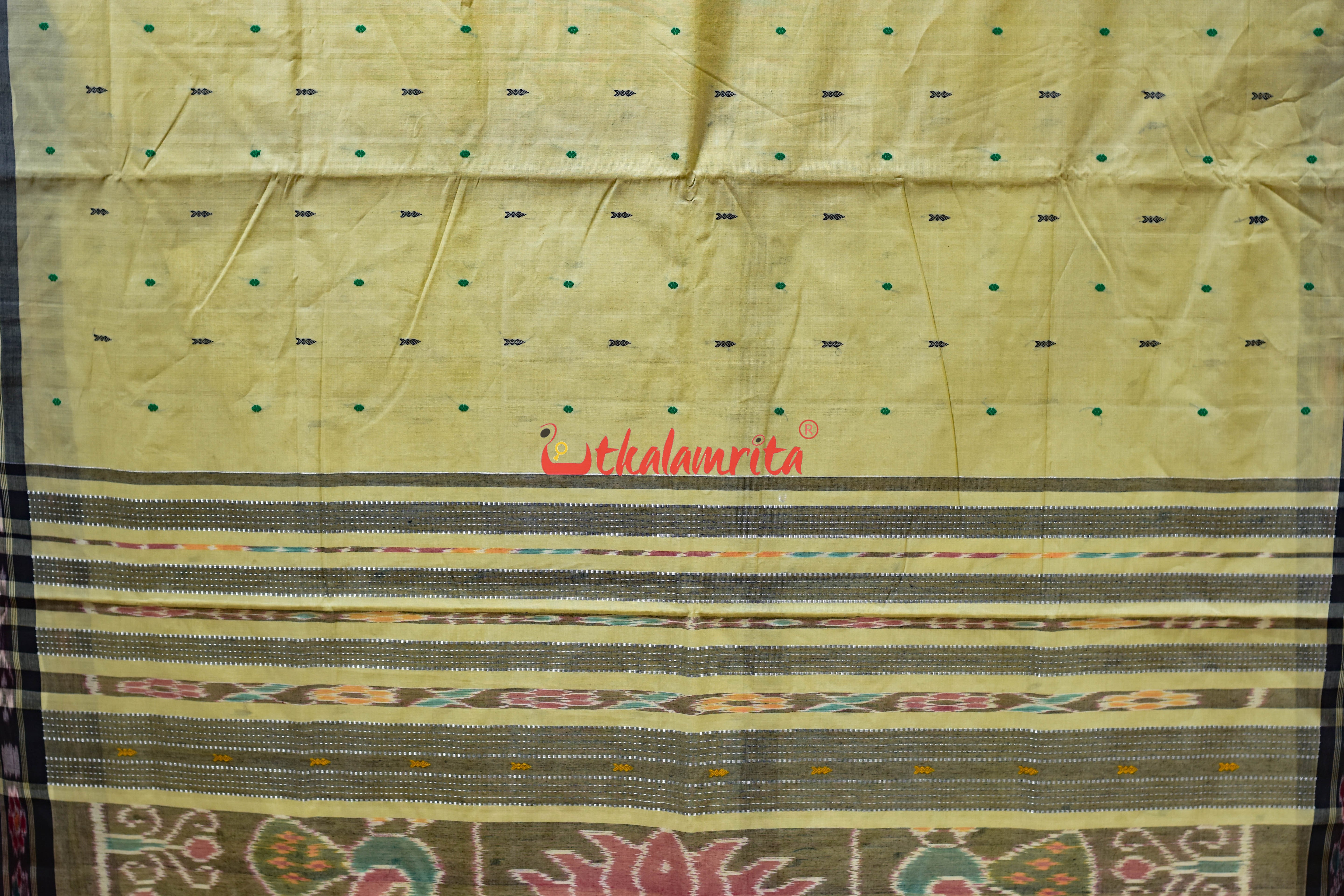Beige Black Mayura Pittala Single Cotton Saree