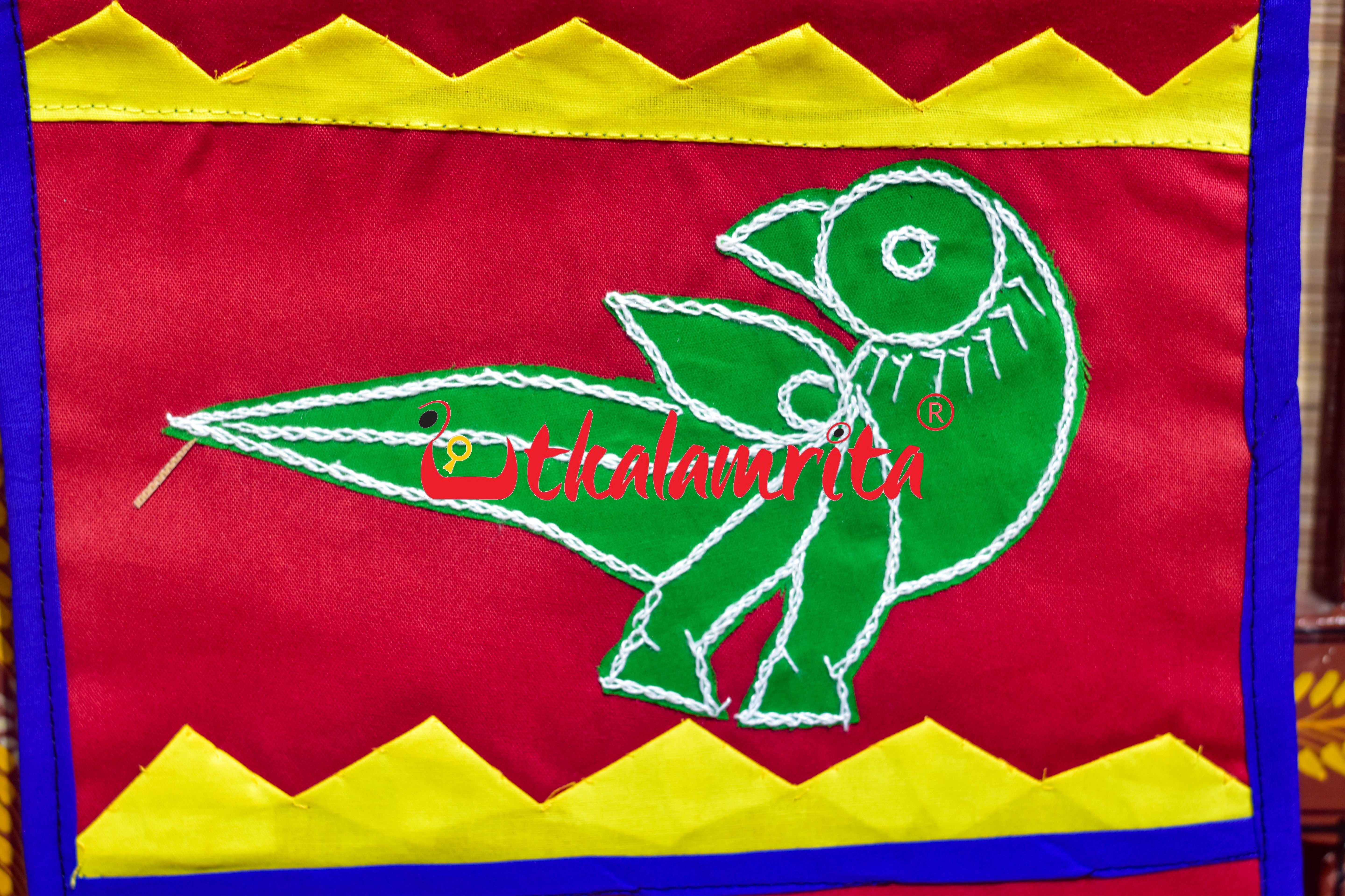 Red Blue Double Elephant Pipli Applique Letter Box