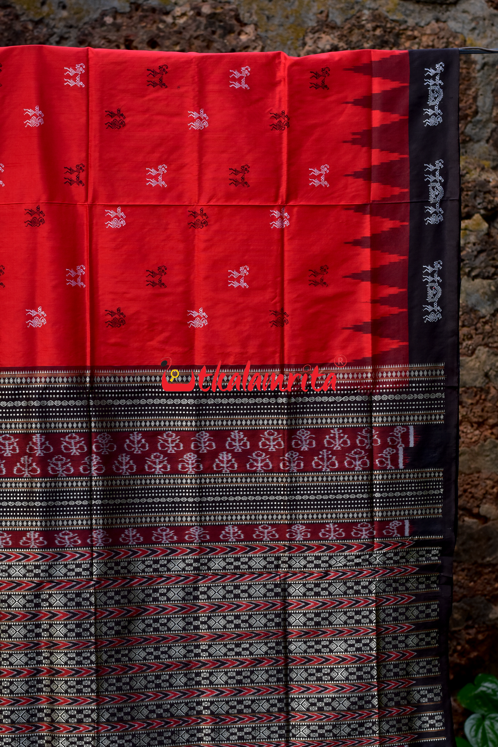 Red Black Sabari Sambalpuri Silk Saree