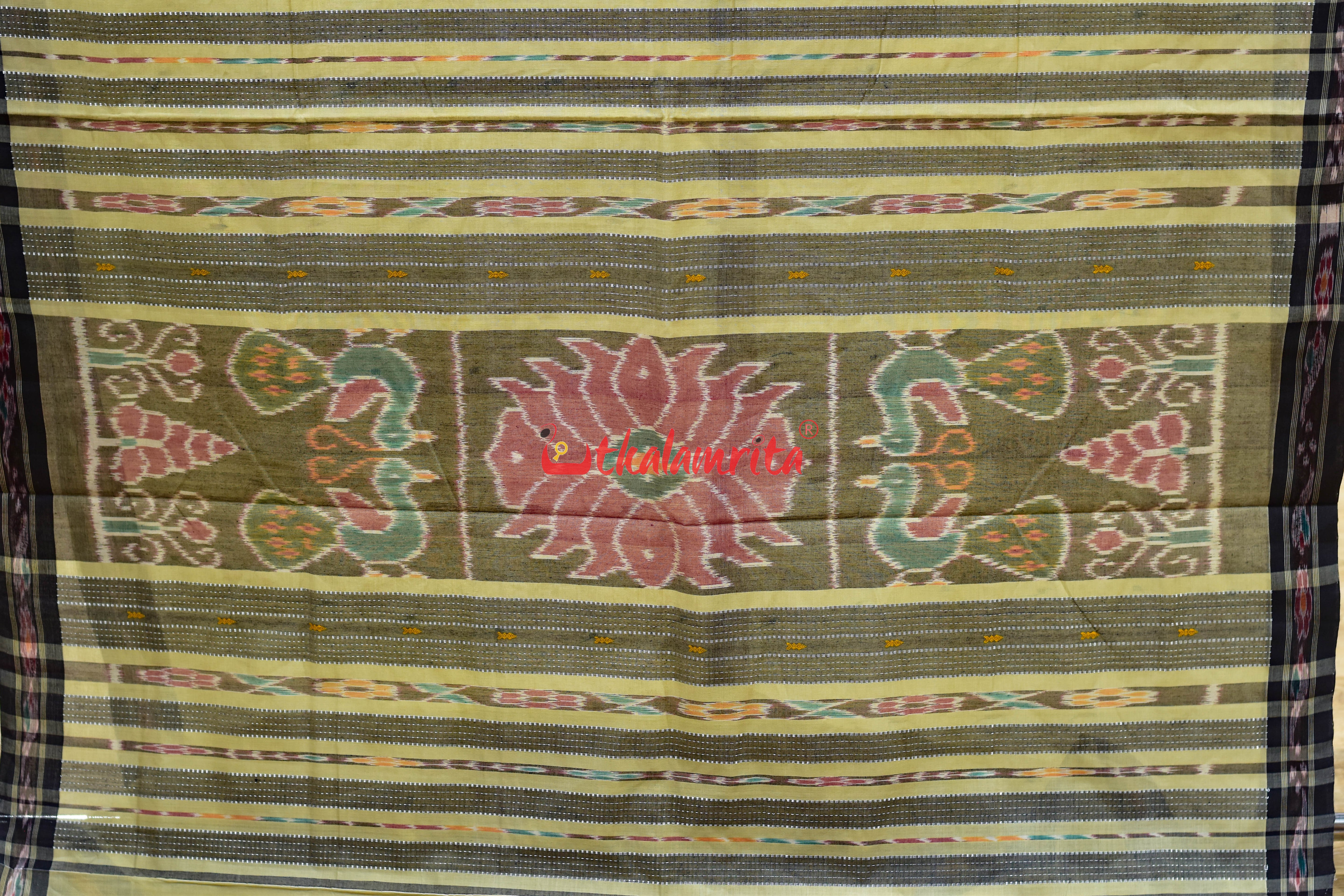 Beige Black Mayura Pittala Single Cotton Saree
