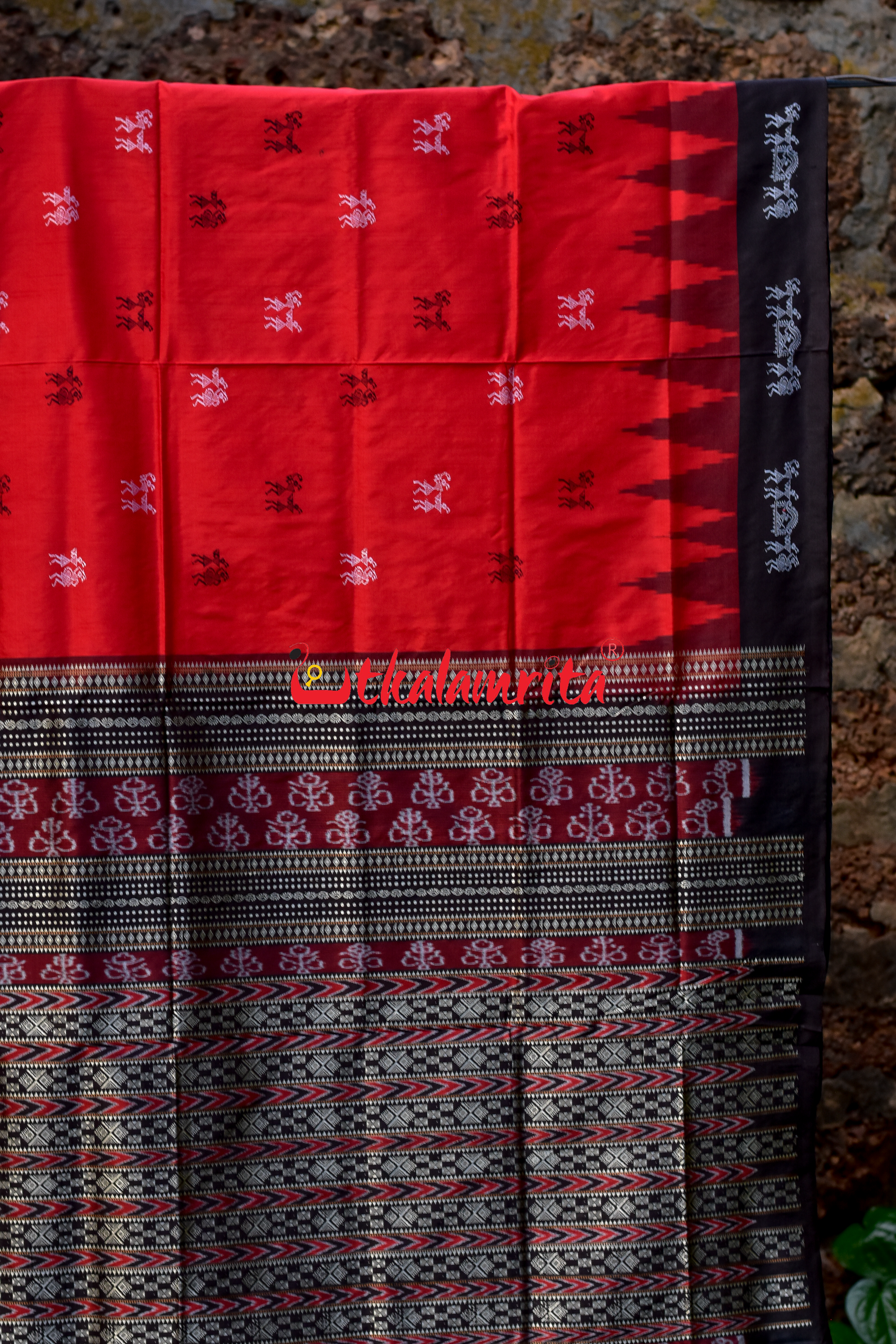 Red Black Sabari Sambalpuri Silk Saree