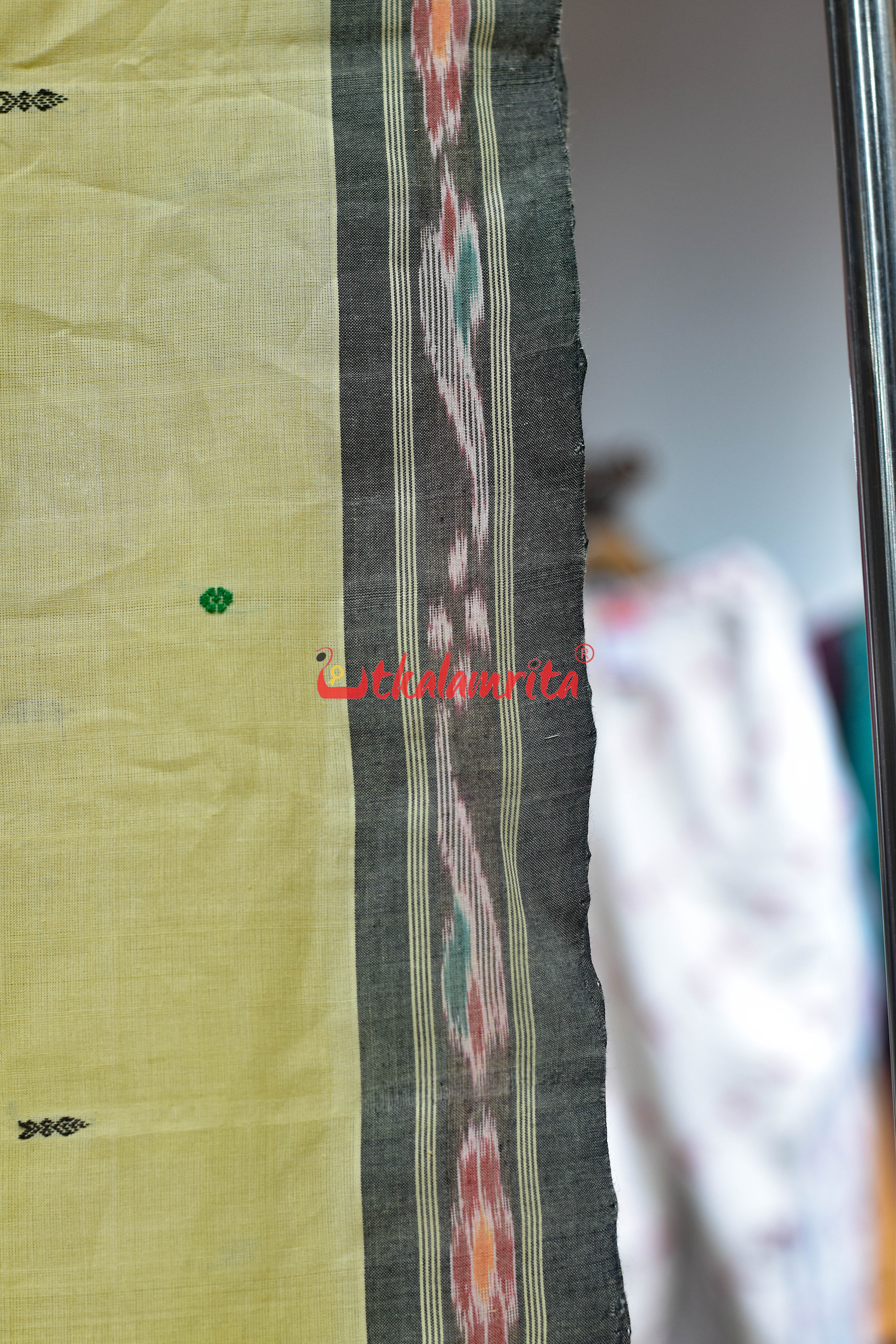 Beige Black Mayura Pittala Single Cotton Saree