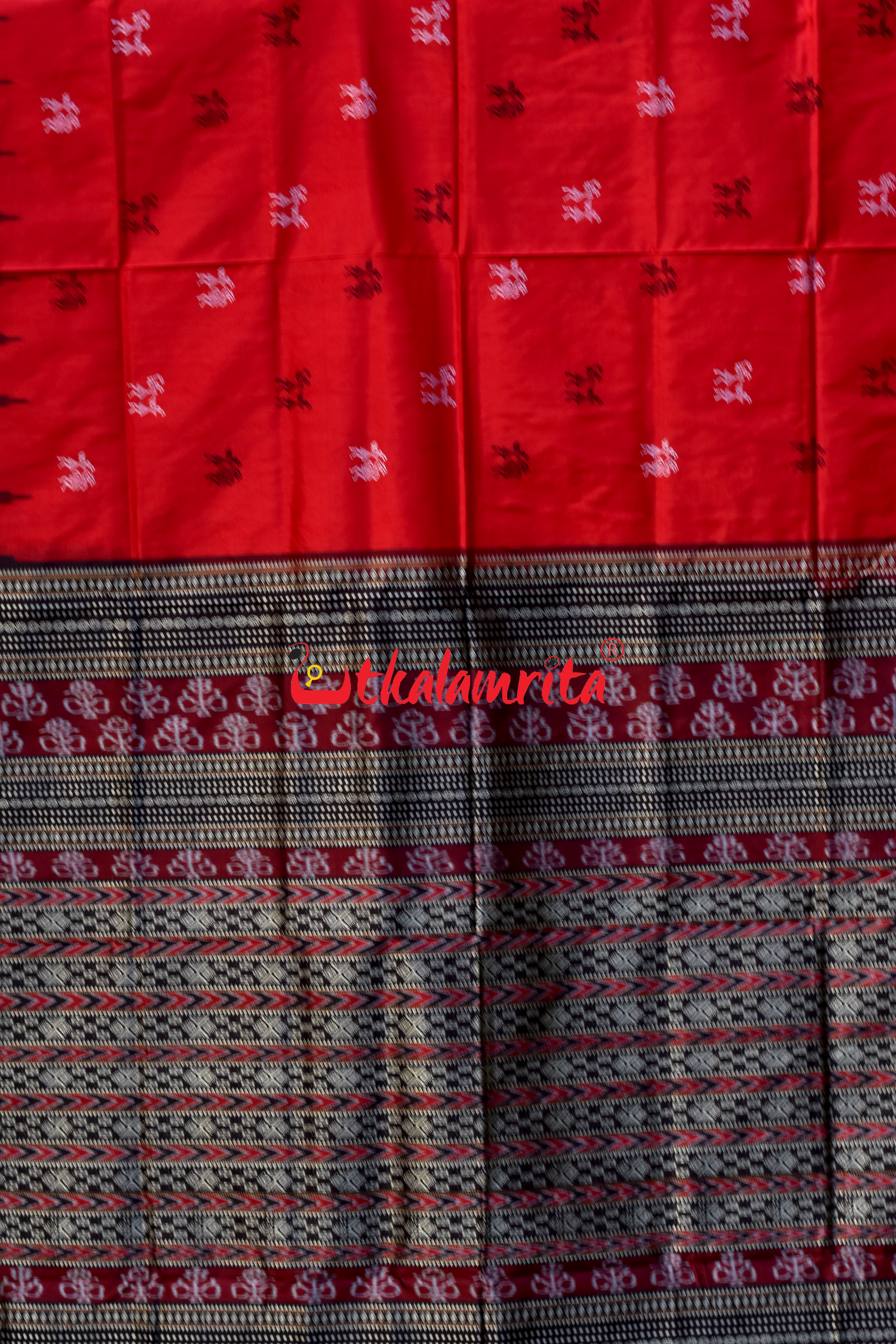 Red Black Sabari Sambalpuri Silk Saree