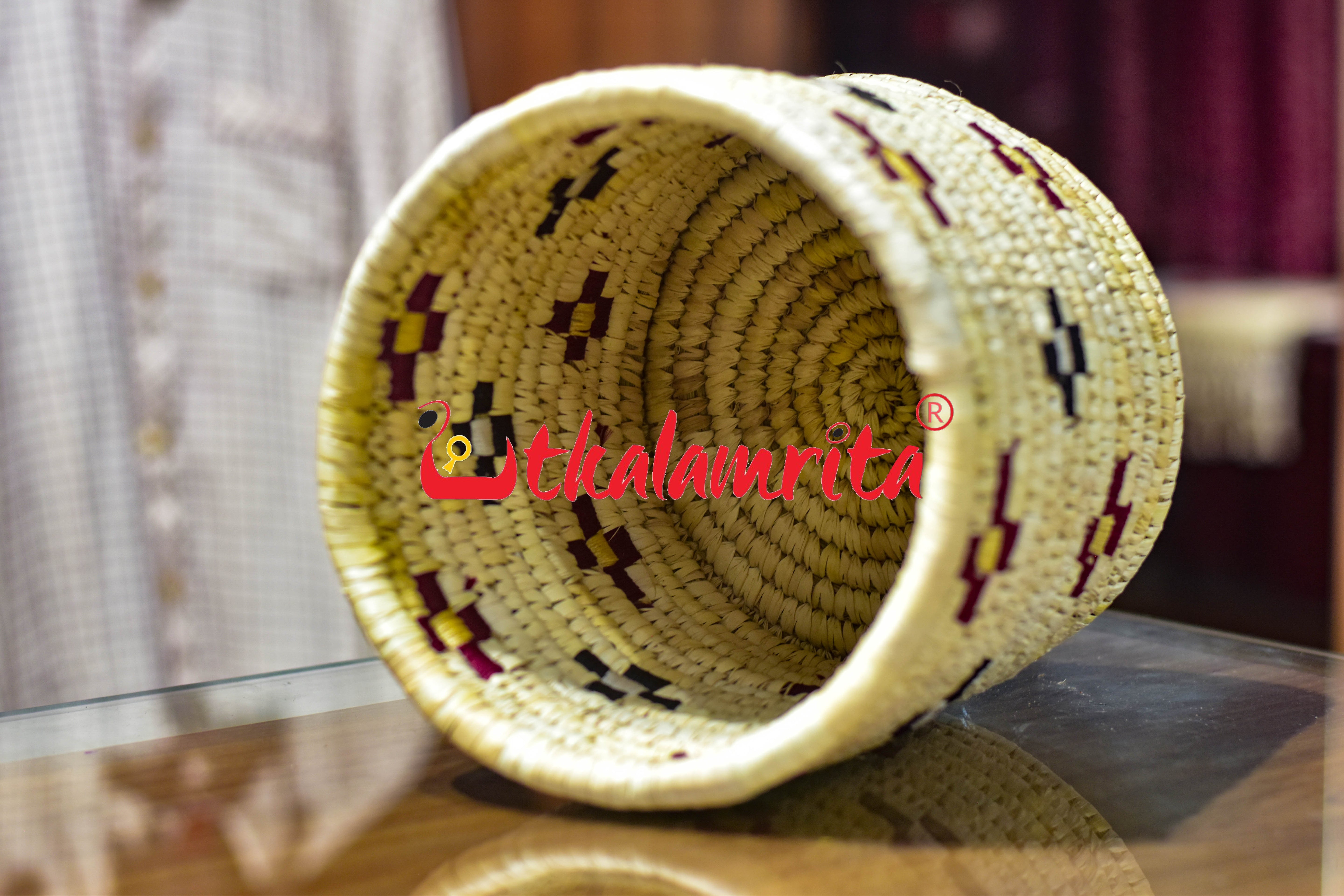 Maroon-Black Pasapali Sabai Grass Planter- Medium
