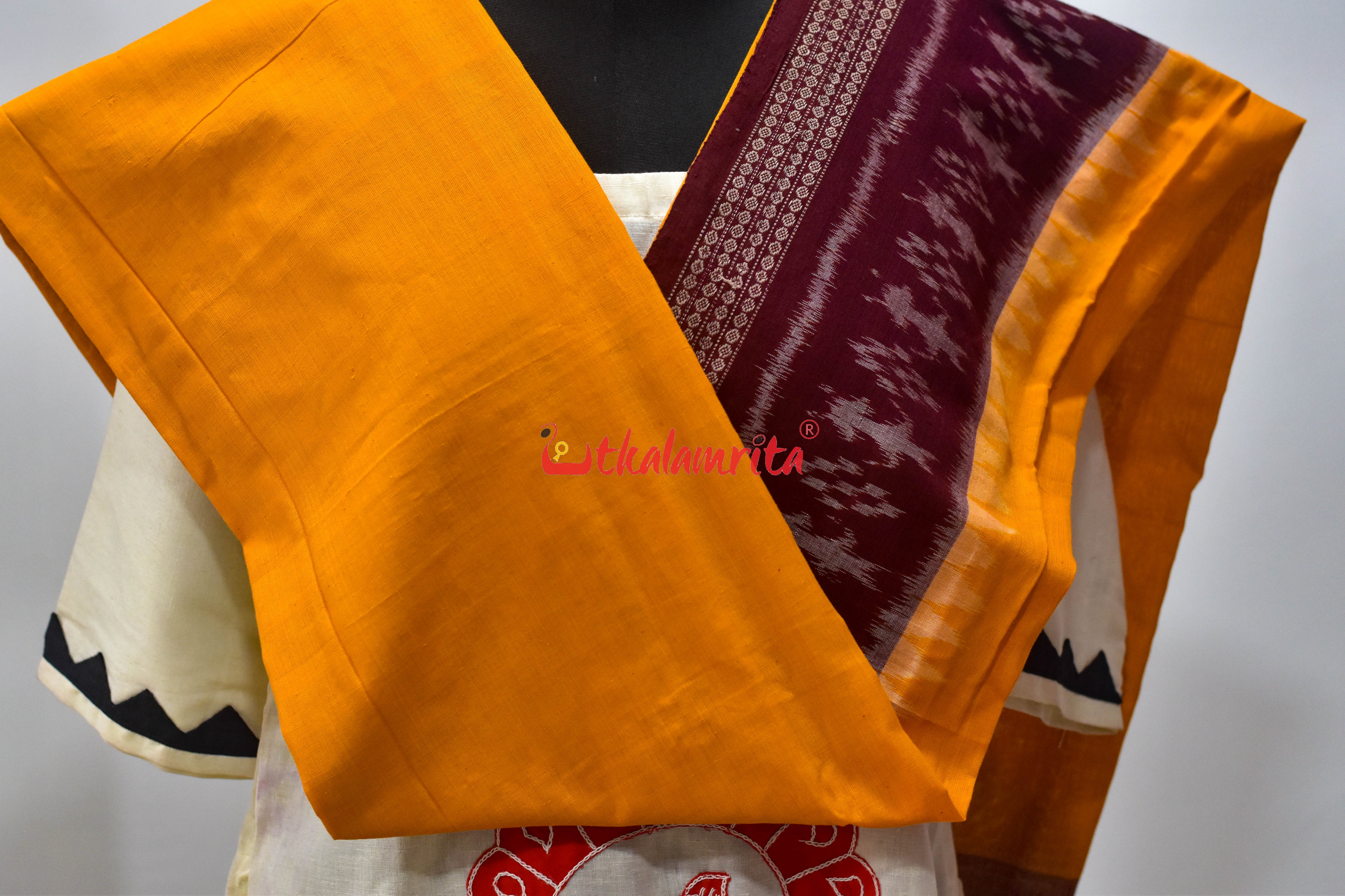 Yellow Maroon Tribal Cotton (Dupatta)
