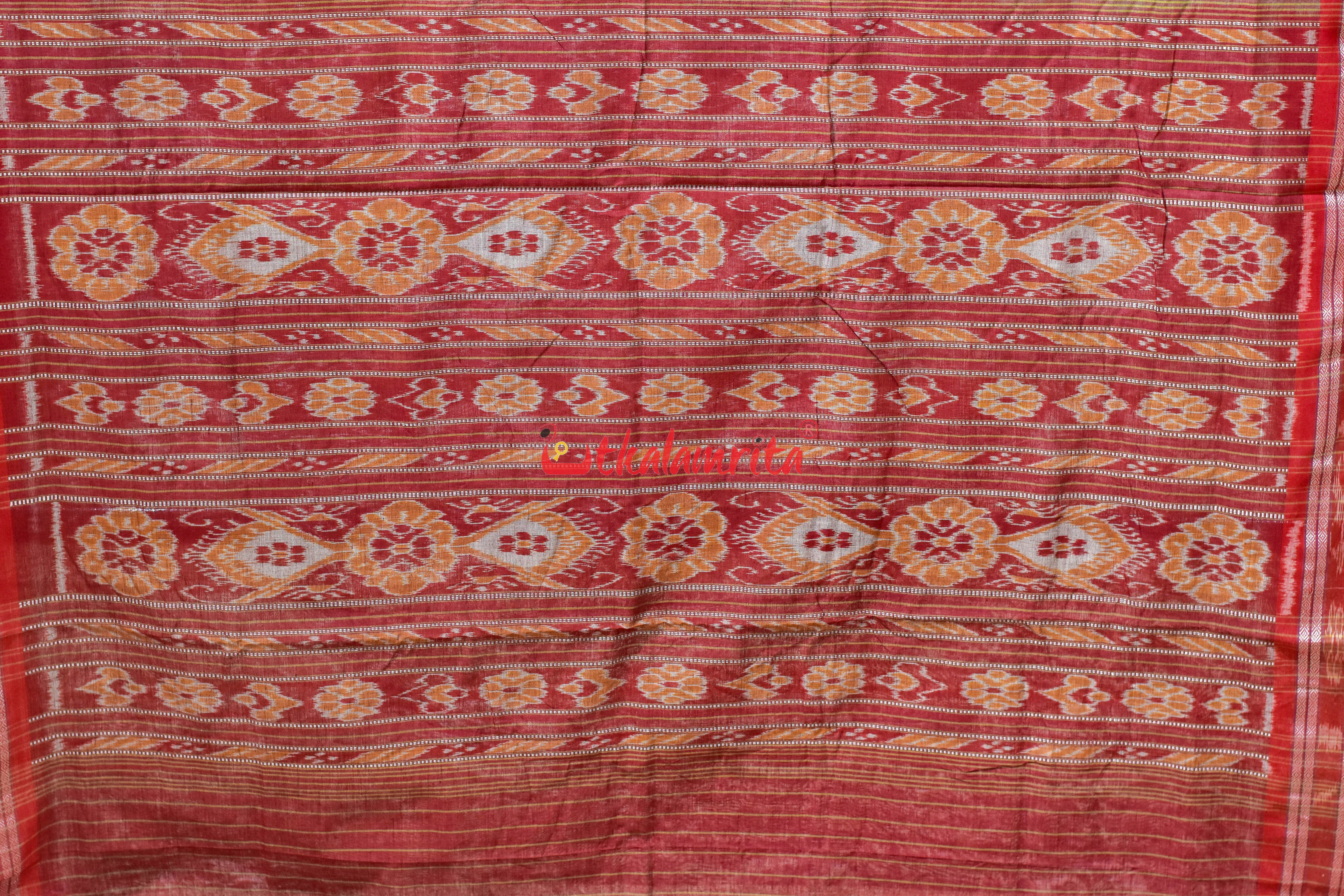 Olive Flower Chakra Body Bandha Khandua Cotton Saree