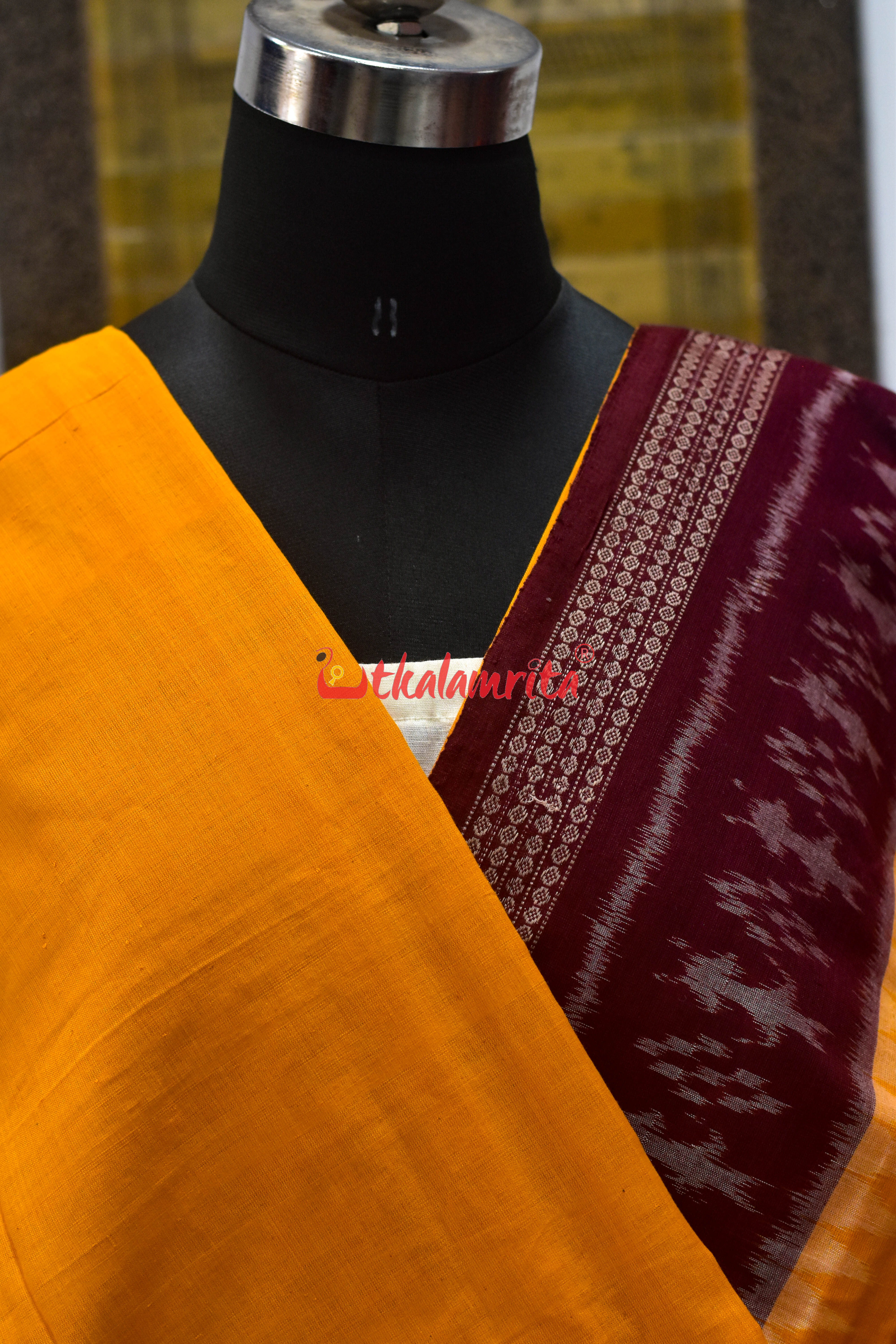 Yellow Maroon Tribal Cotton (Dupatta)