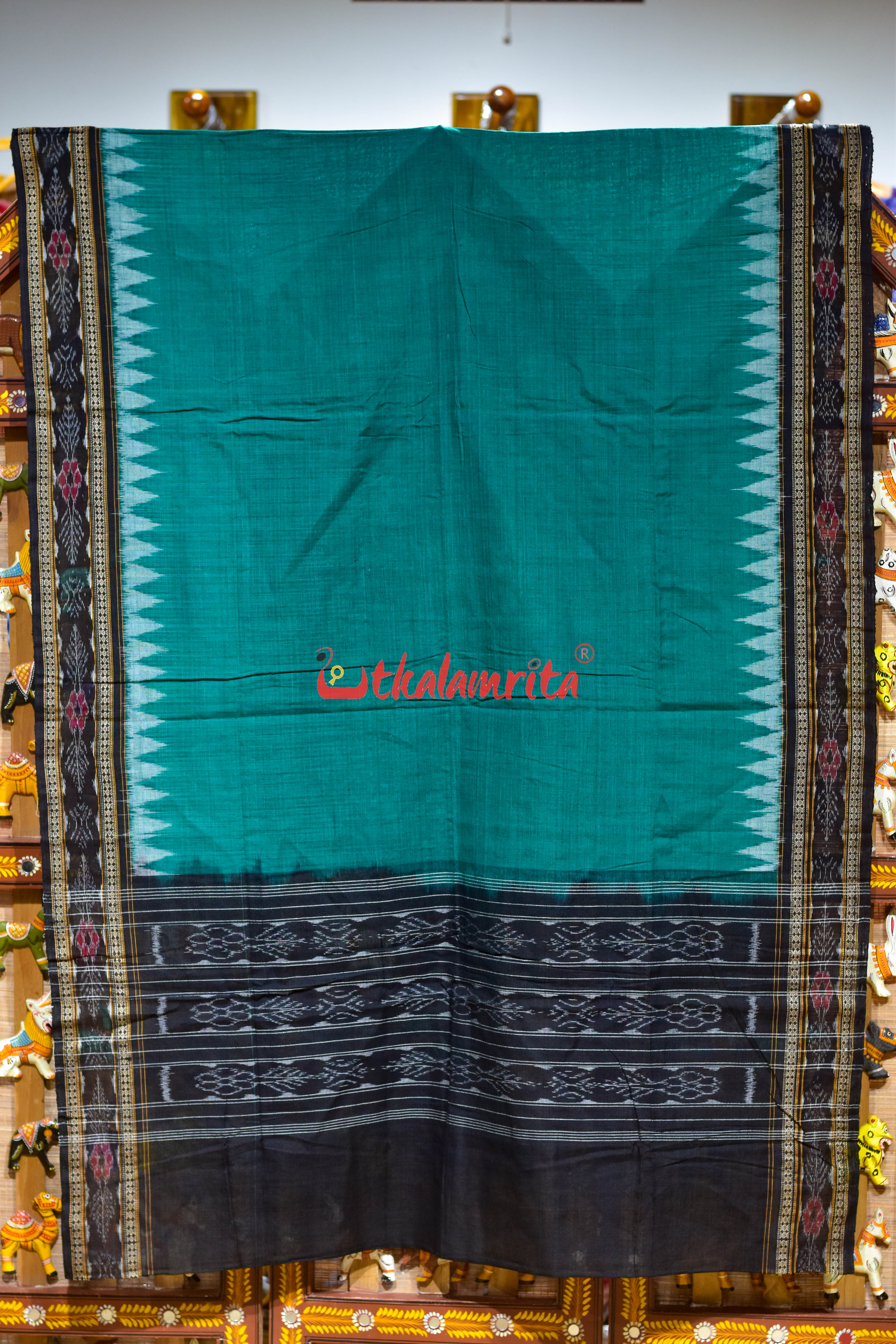Green Black Flower Bandha Cotton (Dupatta)