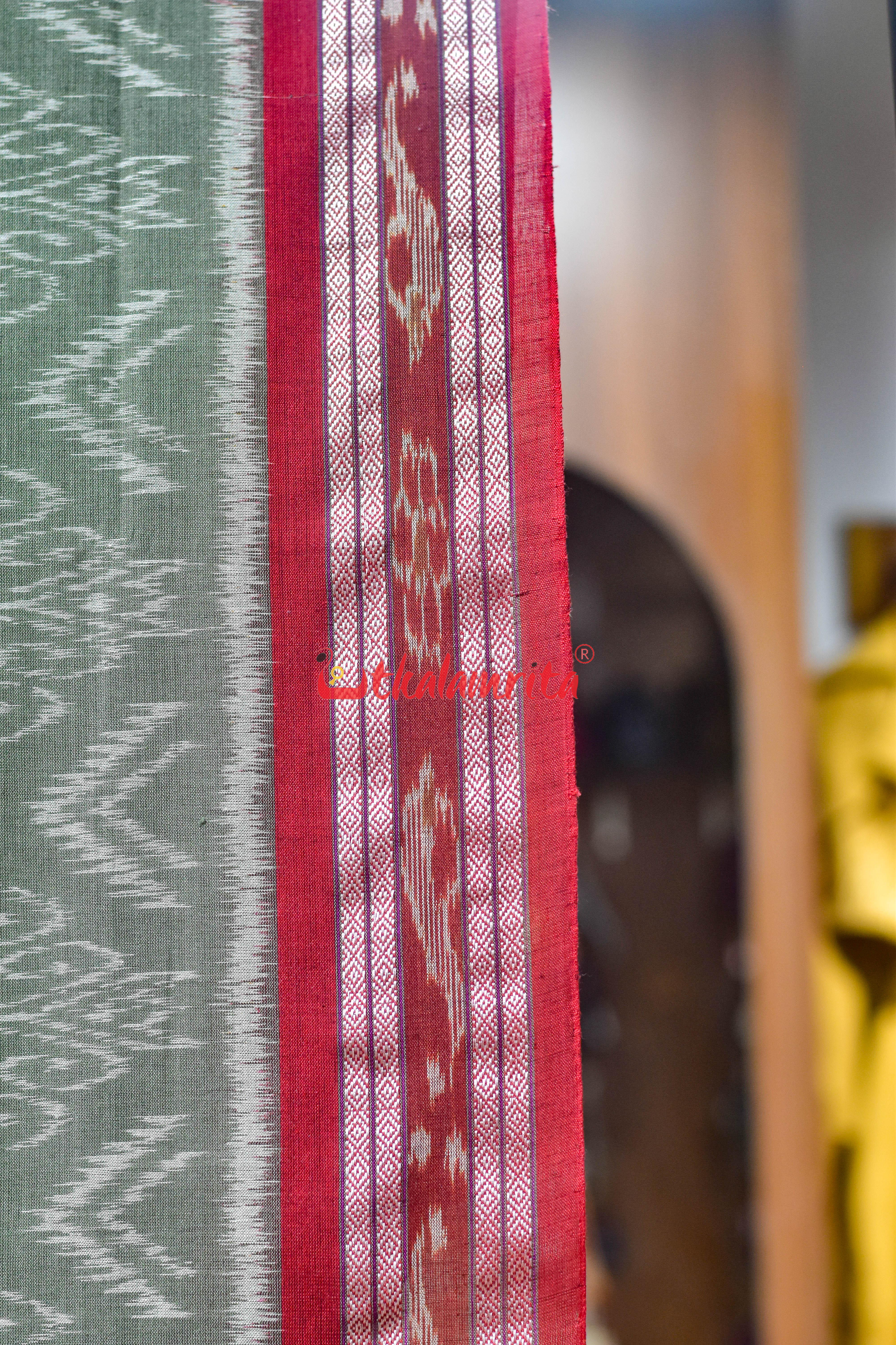 Olive Flower Chakra Body Bandha Khandua Cotton Saree