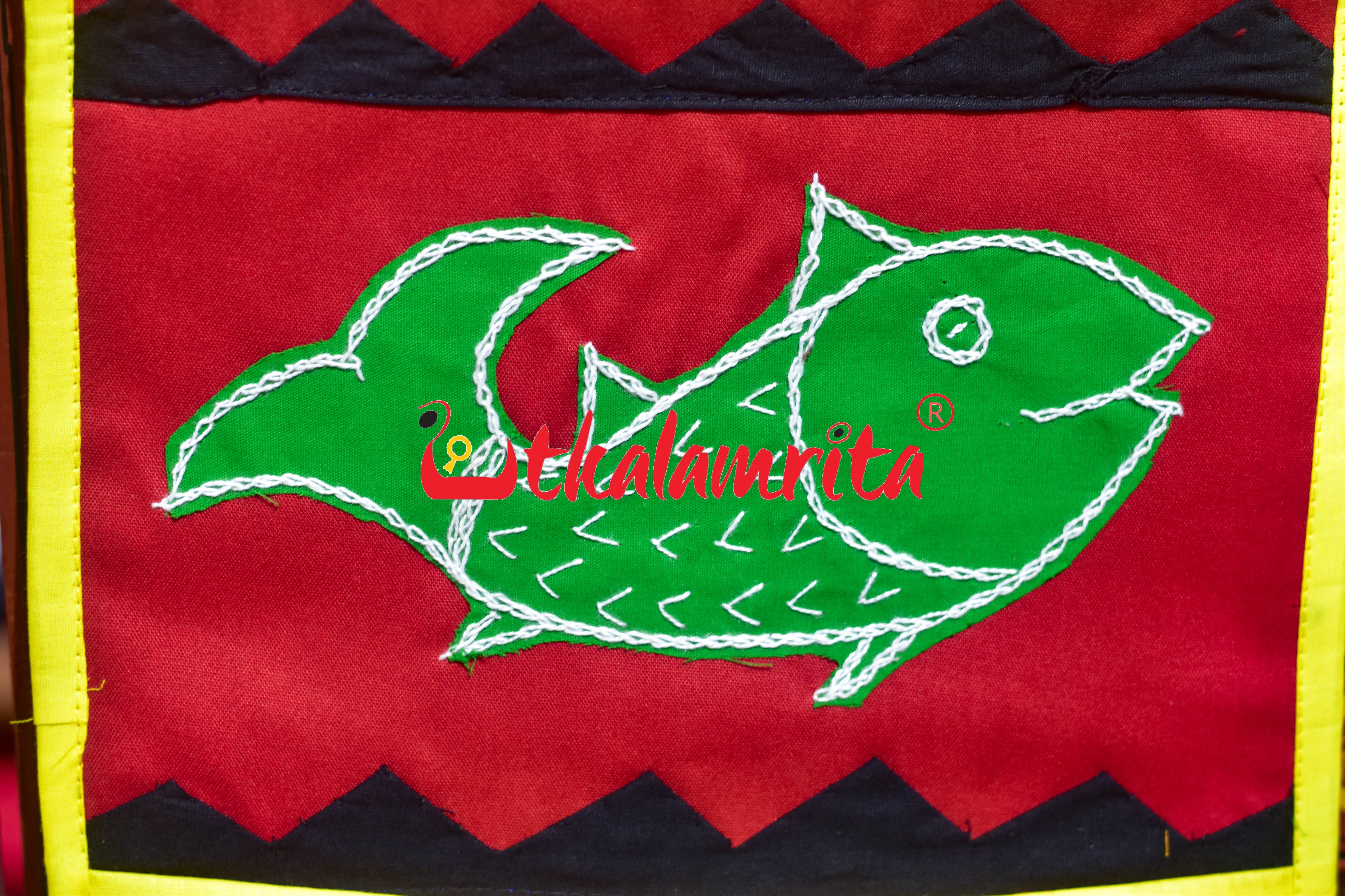 Red Yellow Double Parrot Pipli Applique Letter Box