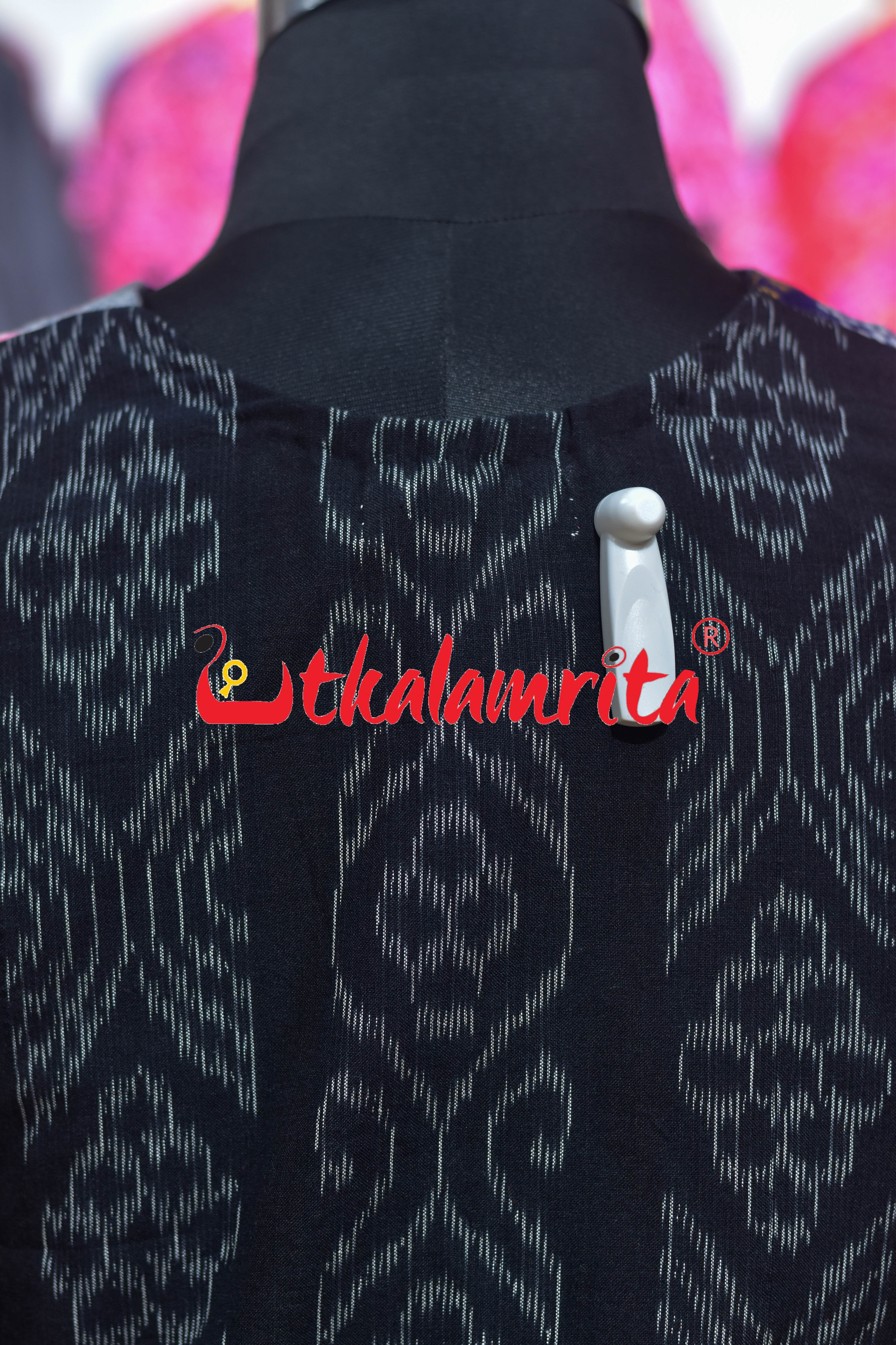 Flower Bandha on Black (Ladies' Full Sleeveles Crop Top)