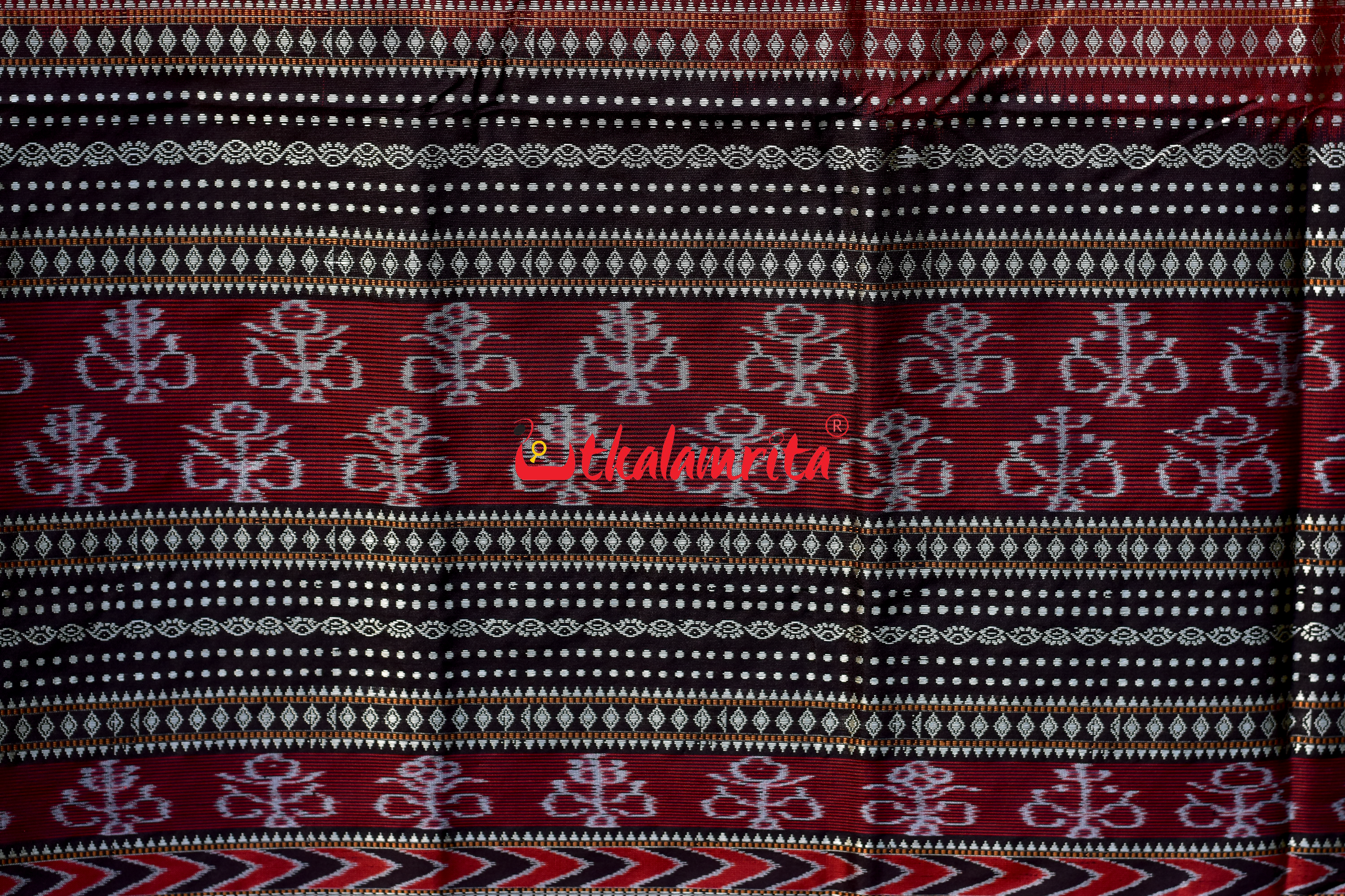 Red Black Sabari Sambalpuri Silk Saree