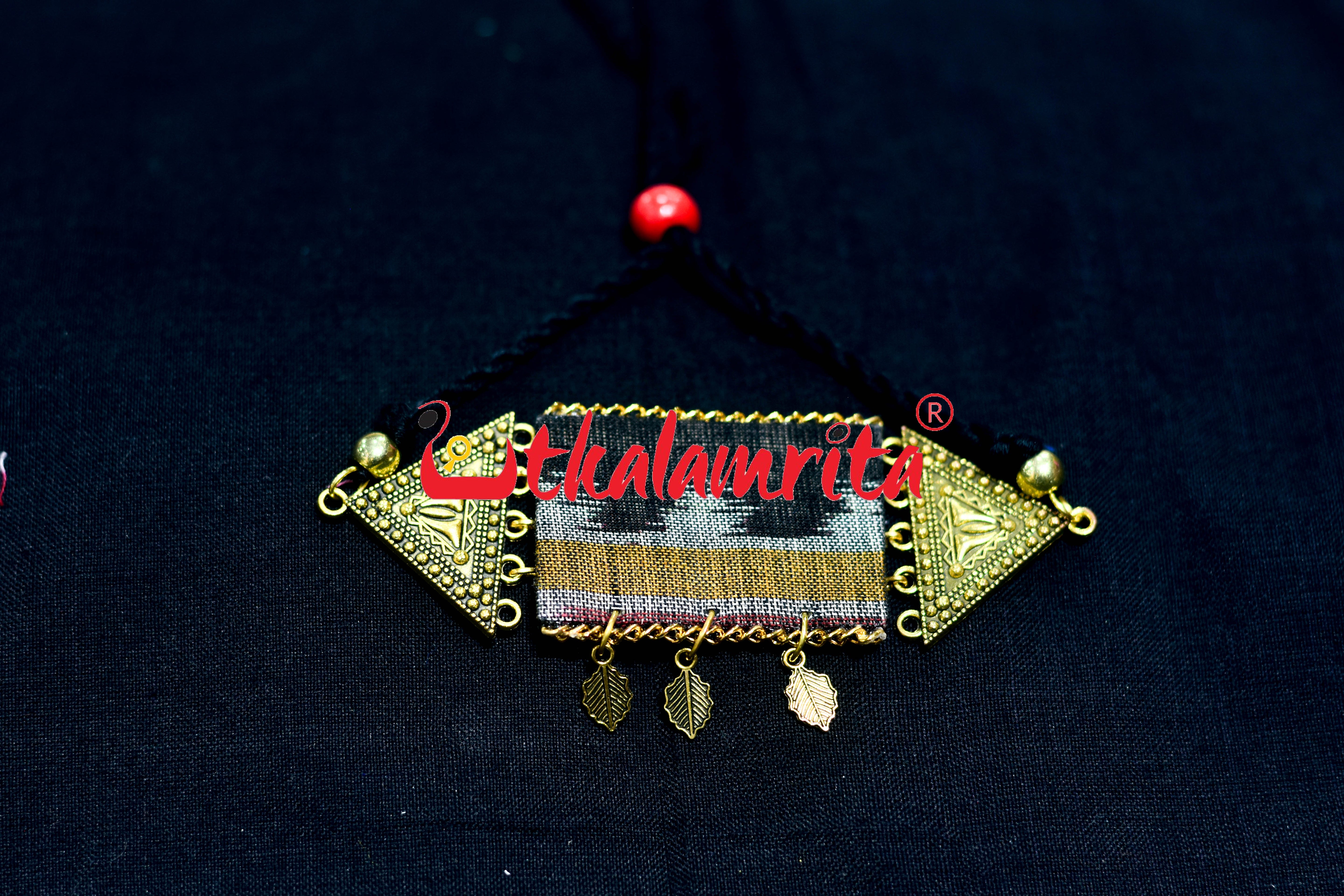 Golden Black Ikat Small Choker Set