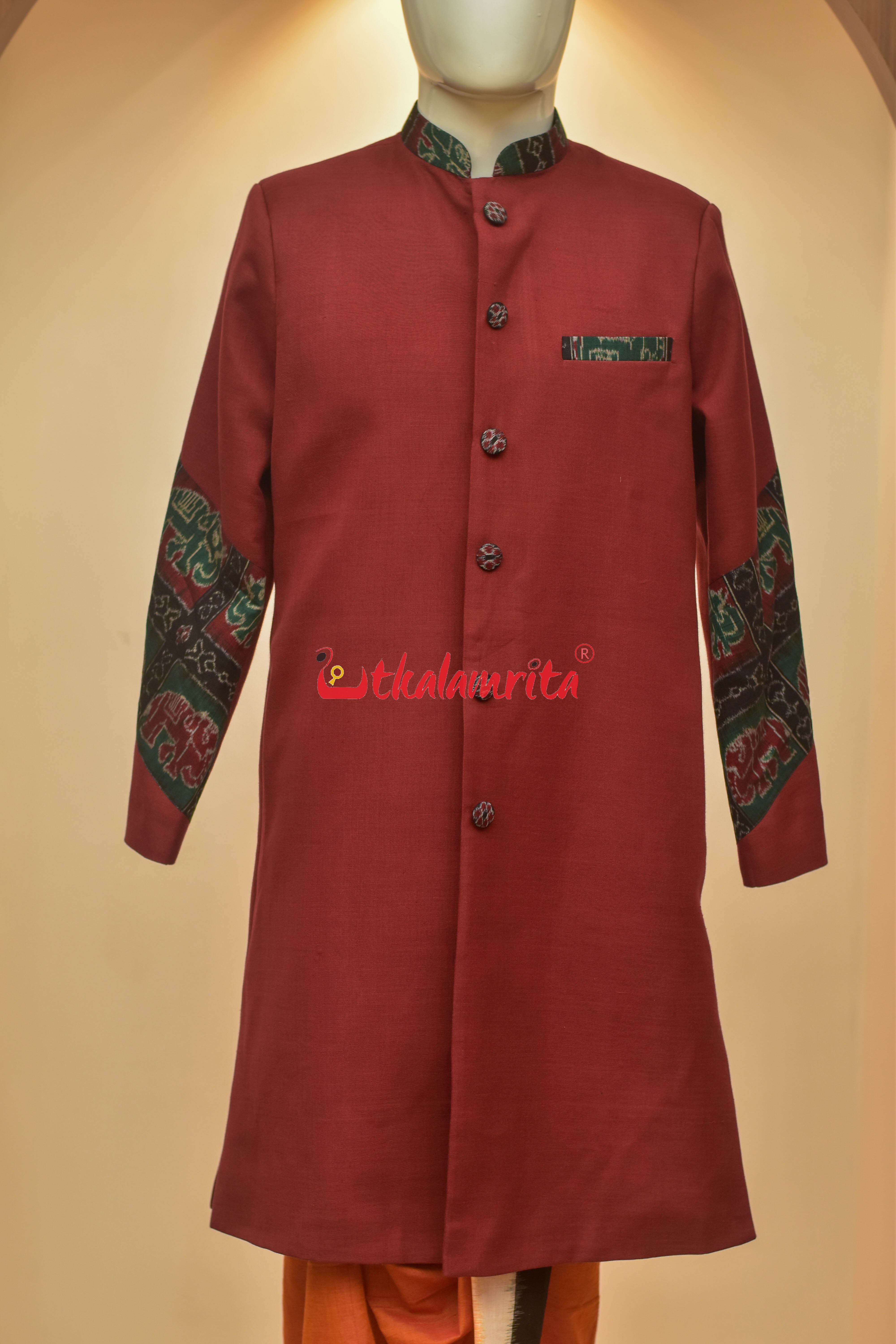 Maroon with Elephant Design (Men's Sherwani)