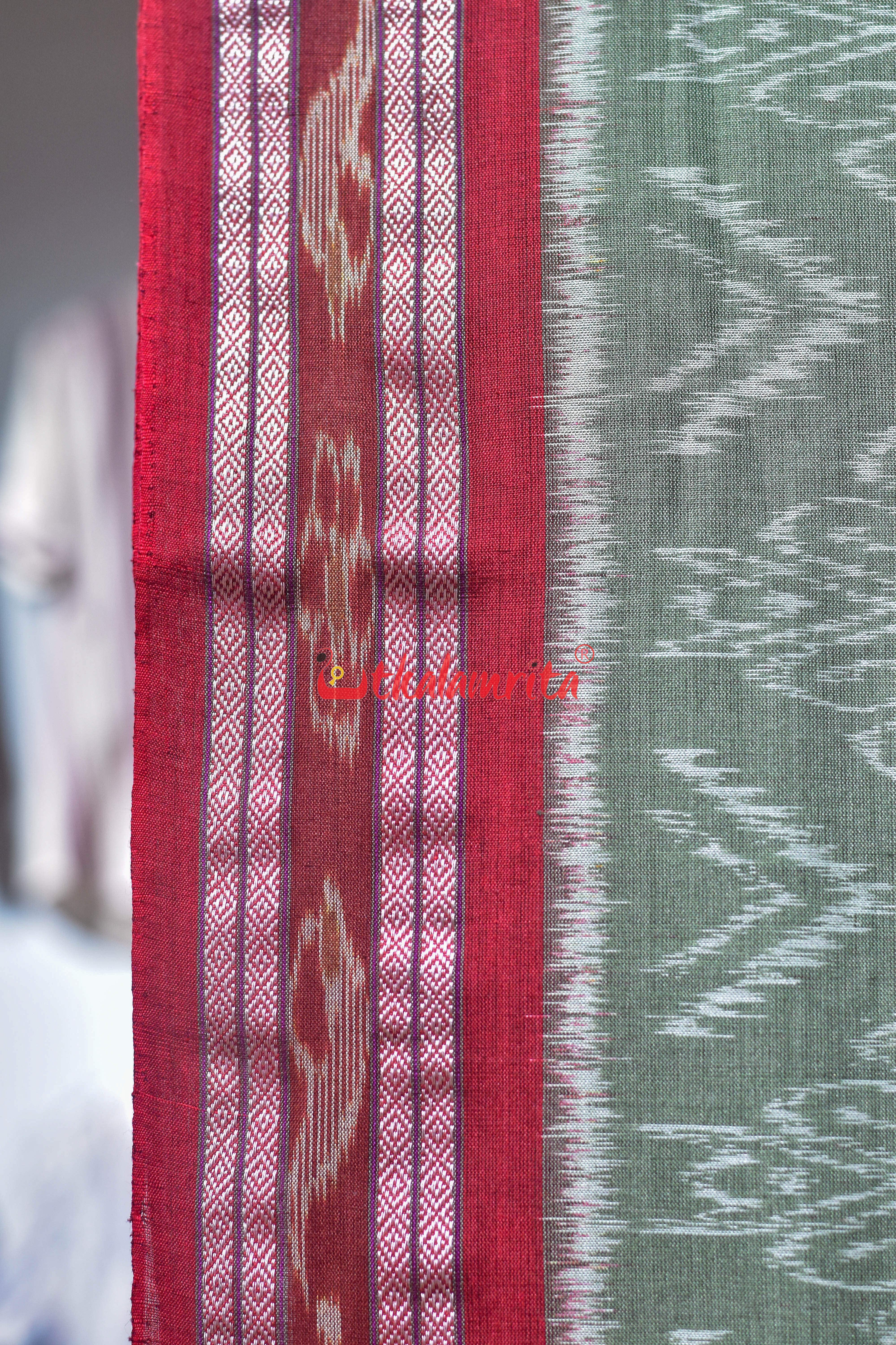 Olive Flower Chakra Body Bandha Khandua Cotton Saree