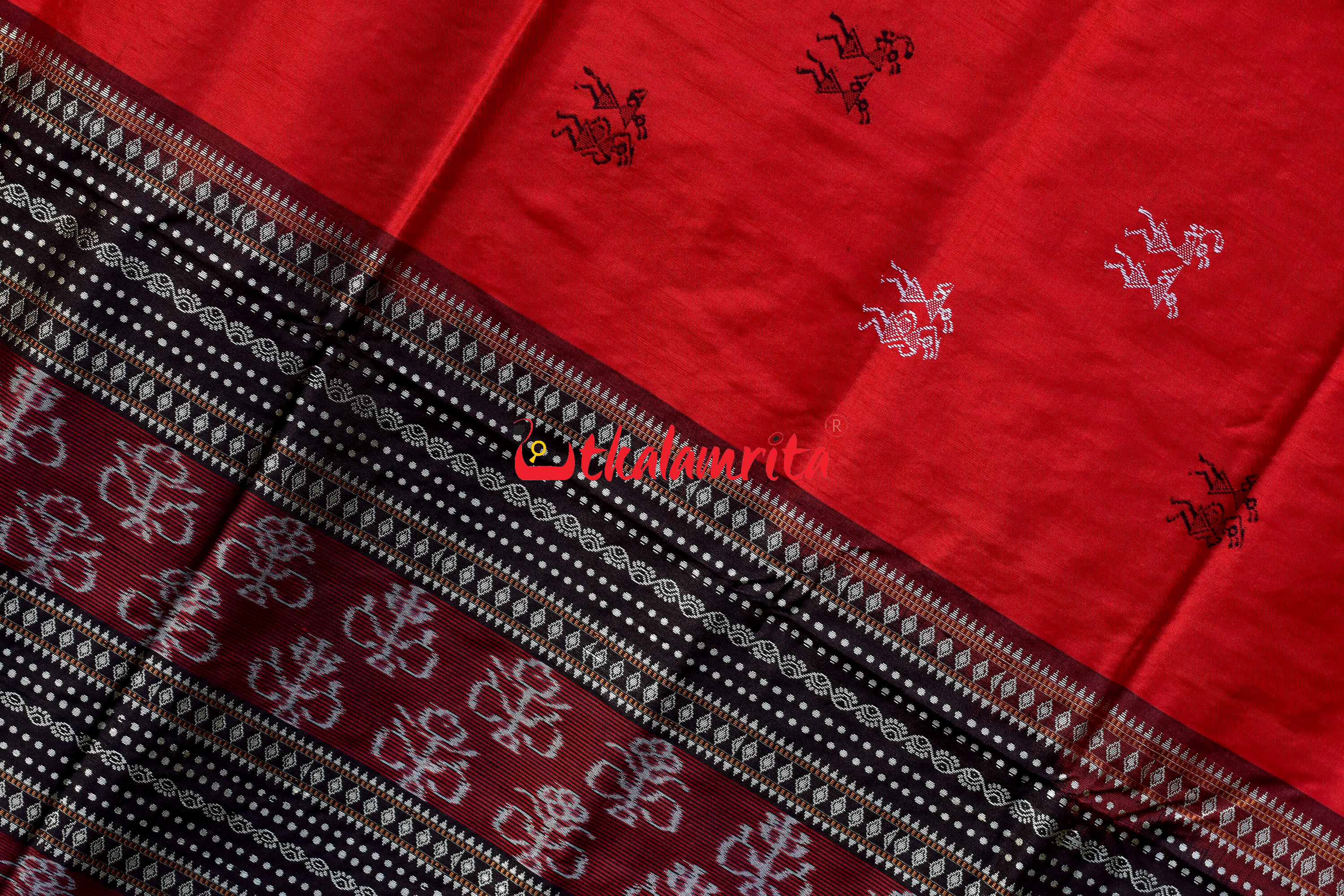 Red Black Sabari Sambalpuri Silk Saree