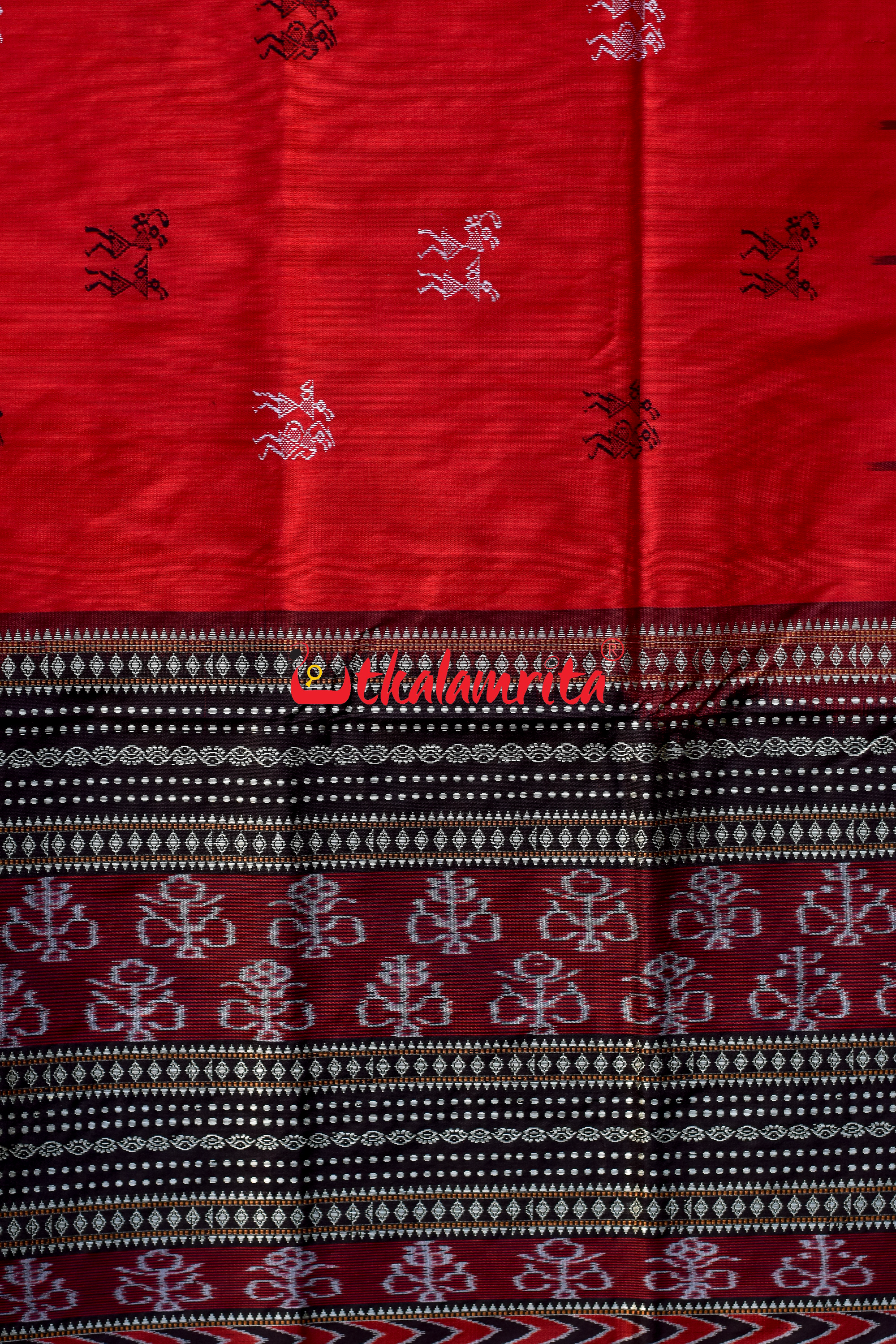 Red Black Sabari Sambalpuri Silk Saree