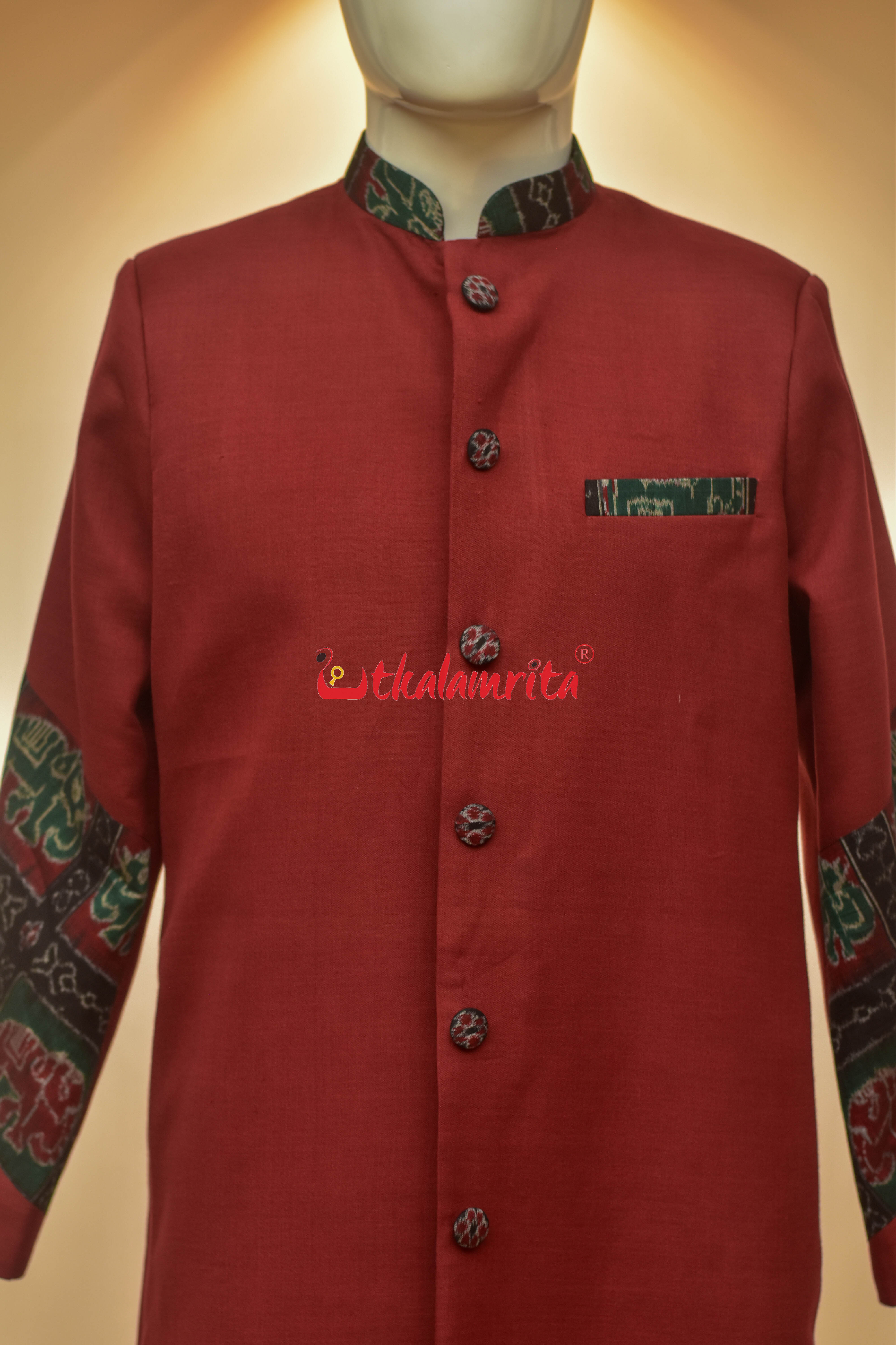 Maroon with Elephant Design (Men's Sherwani)